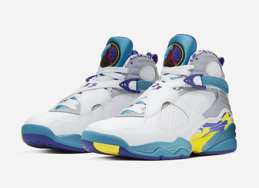 White Basketball Shoes With Colorful Bottoms Jordan 8 White Aqua Basketball Shoes