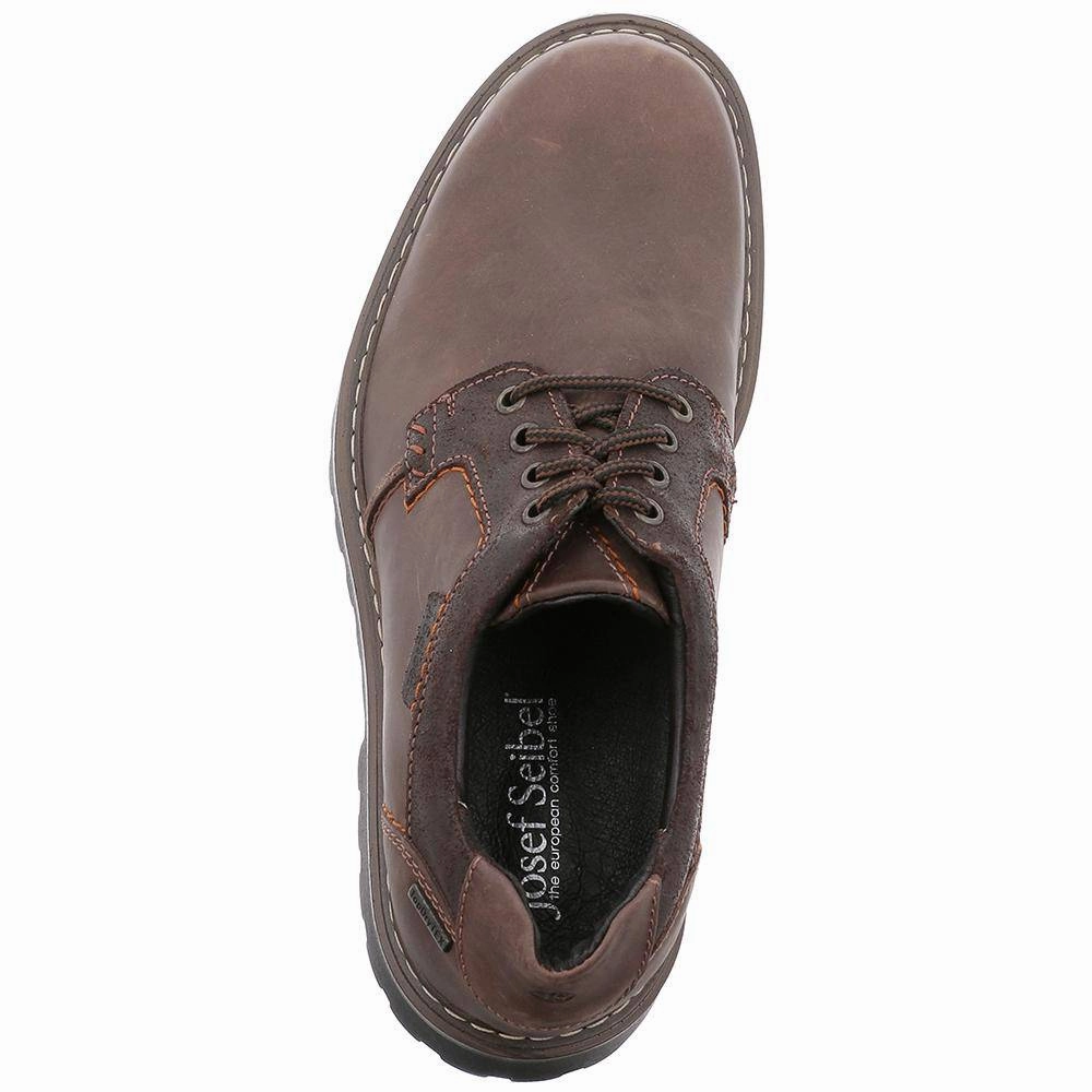 Josef Seibel Chance 08 Mens Moro Brown Leather Waterproof Lace Up Shoes Slip On Work Shoes Waterproof