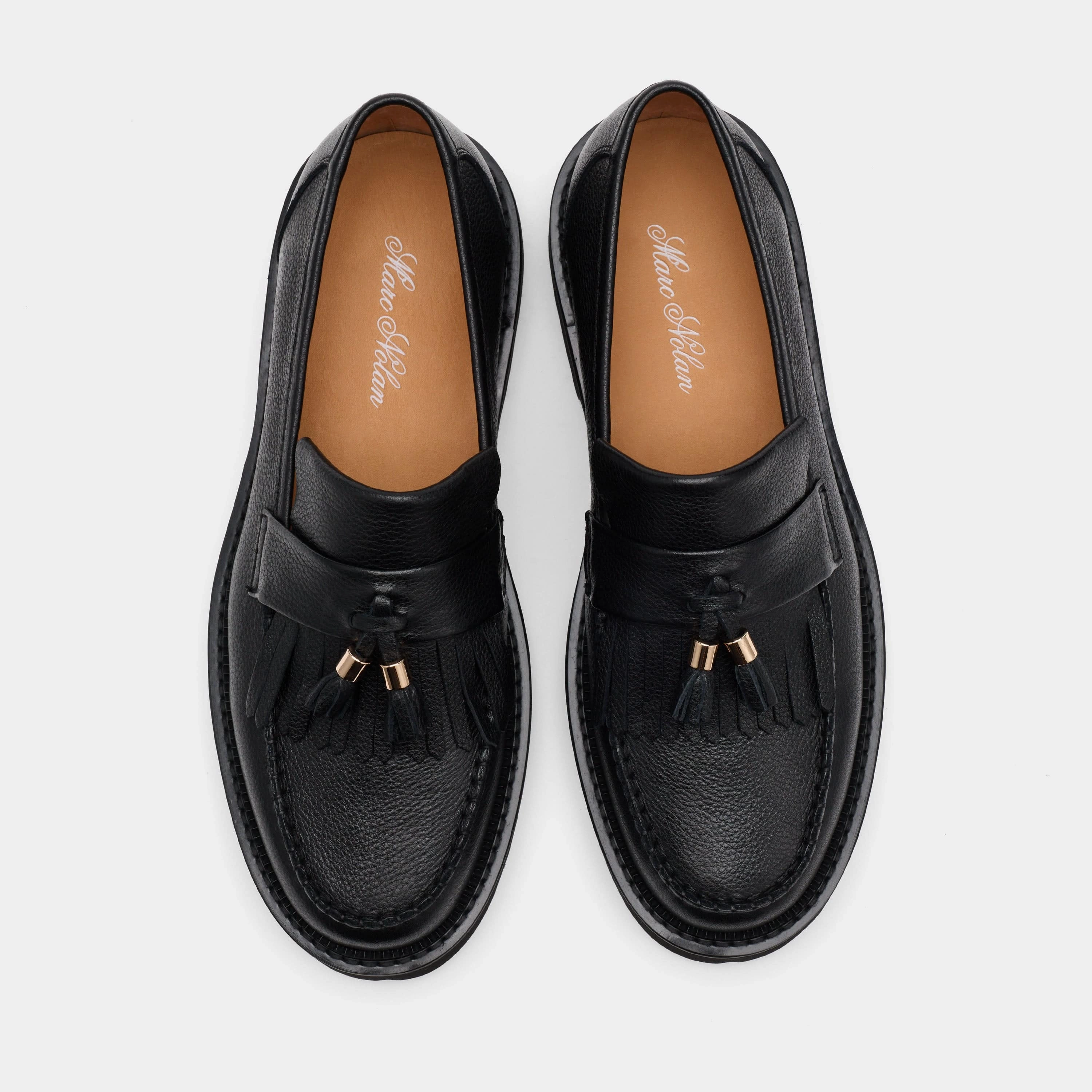 Loafers Uk Journey Black Pebble Leather Lug Tassel Loafer