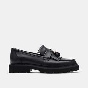 Journey Black Pebble Leather Lug Tassel Loafer Loafers Luxury