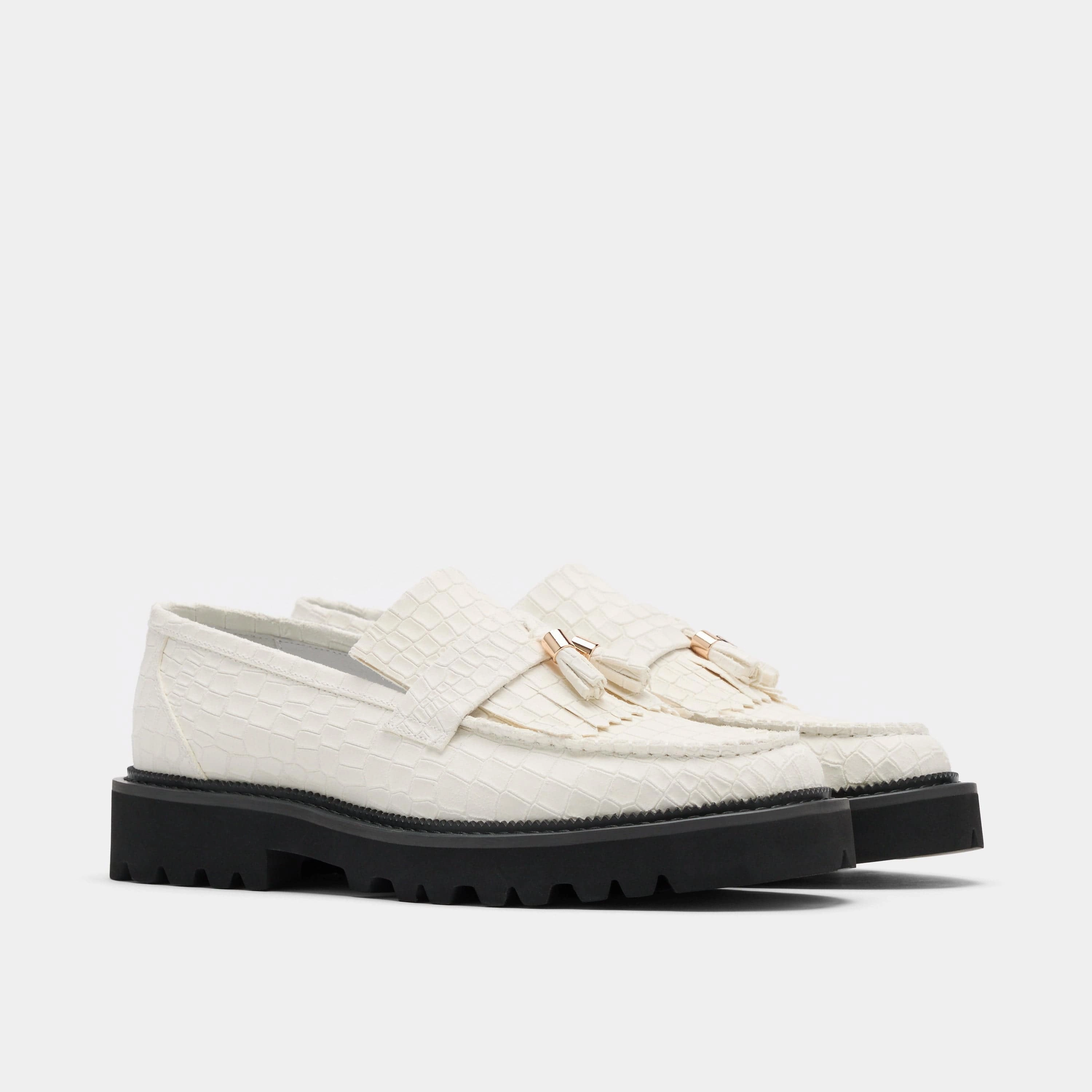 Journey White Croc Suede Lug Tassel Loafer The Real Real Loafers