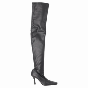 Proenza Schouler Trap Over-The-Knee Boots in Black Leather Rocky Work Boots