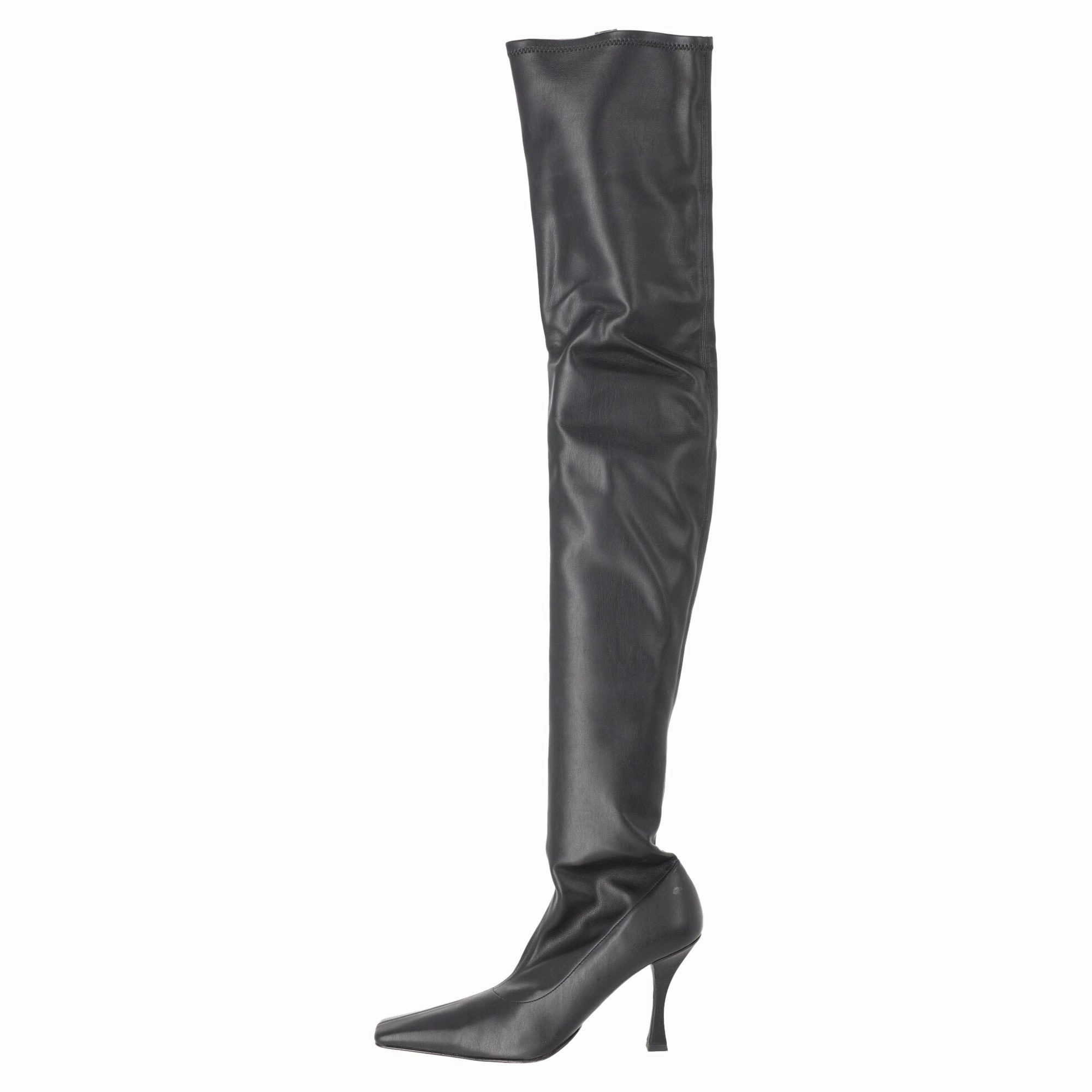 Proenza Schouler Trap Over-The-Knee Boots in Black Leather Exotic Cowgirl Boots