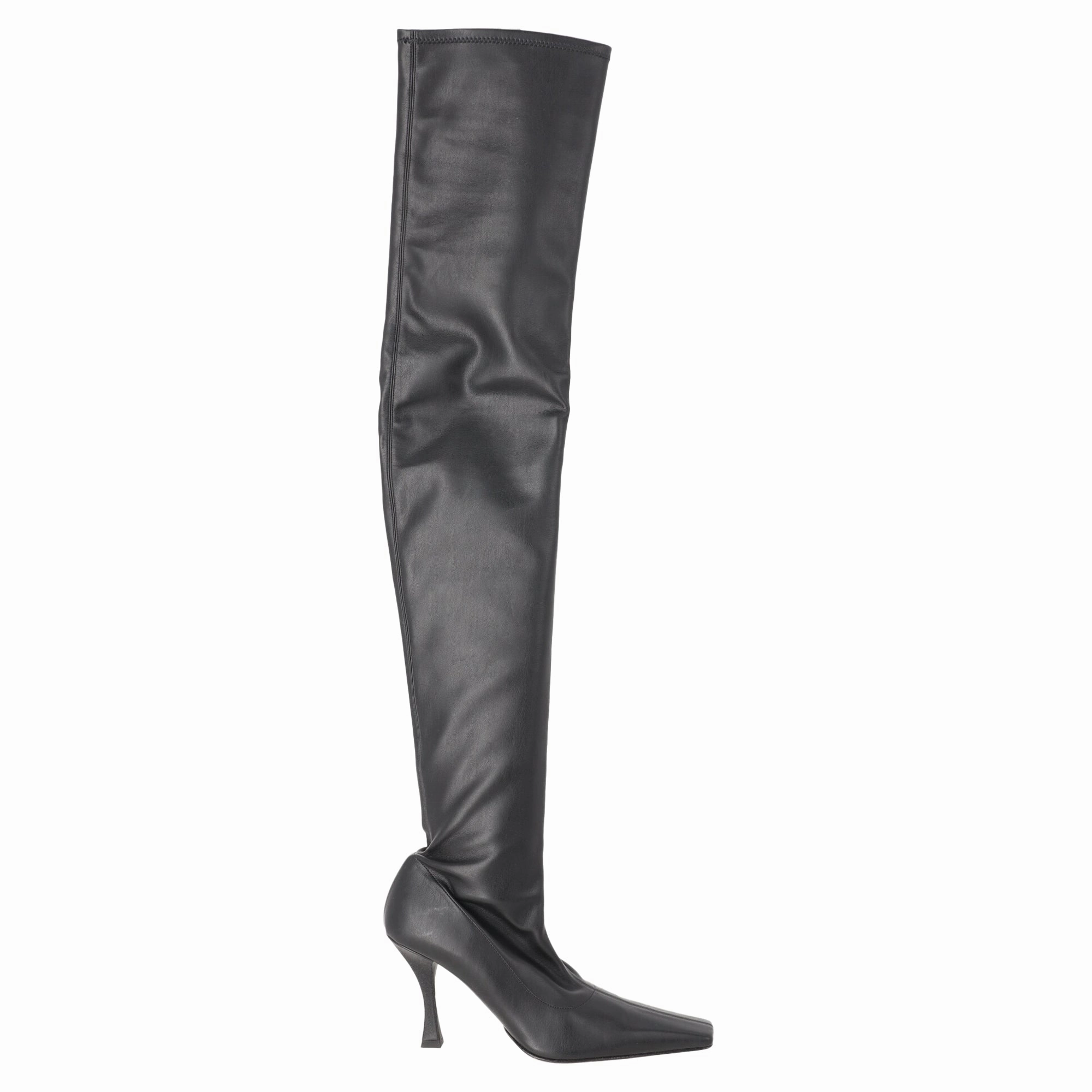 Proenza Schouler Trap Over-The-Knee Boots in Black Leather Calf Hair Boots