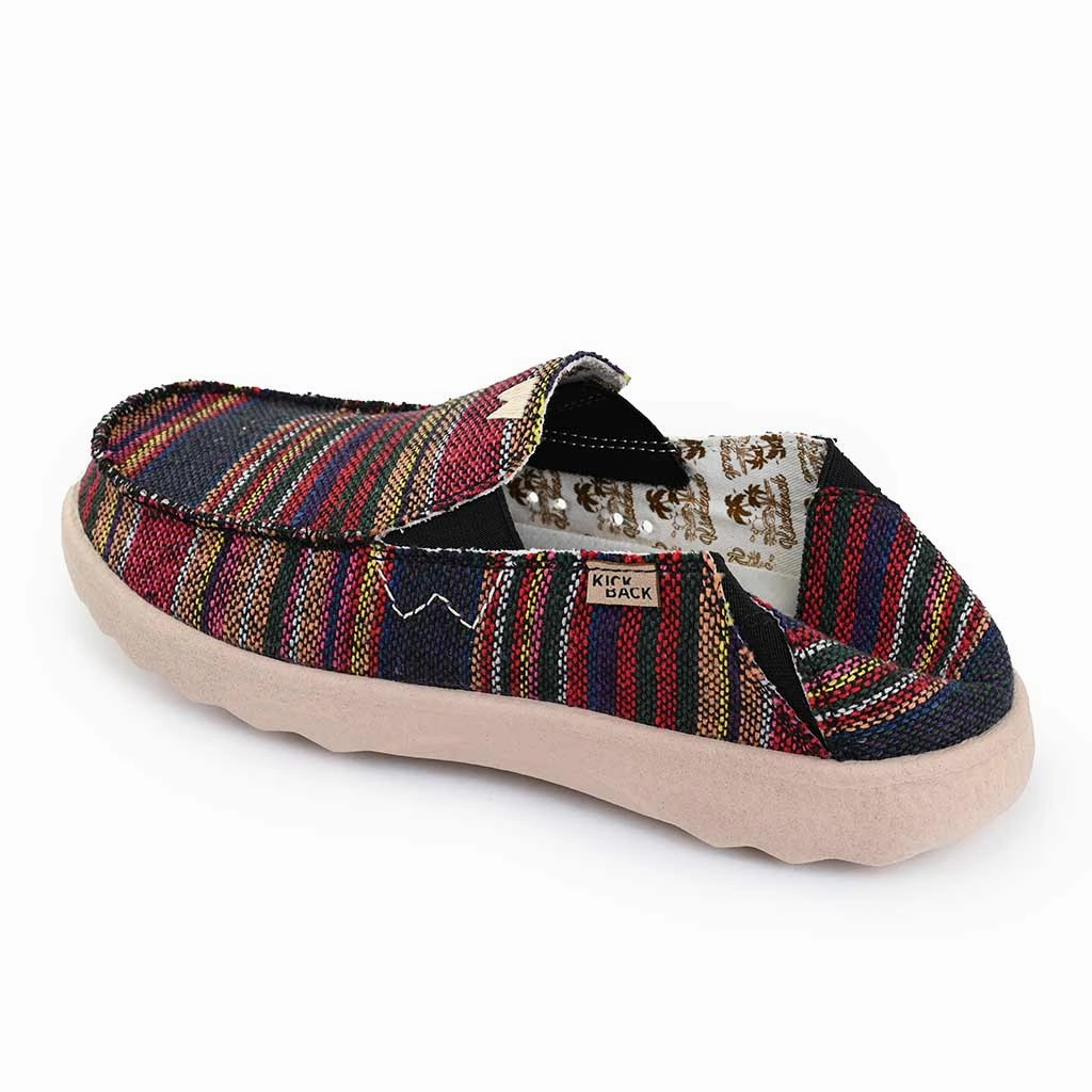 Magnanni Loafers Kickback Couch 2.0 Mens Wide Hacky Sack Black Ethnic Weave Textile Arch Support Slip On Loafers