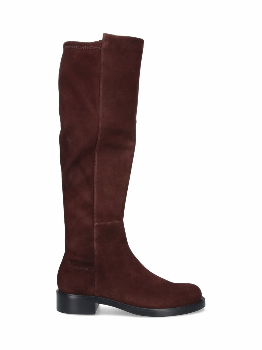 High Knee Boots With Heels Knee-High Brown Suede Boots With Minimalist Design