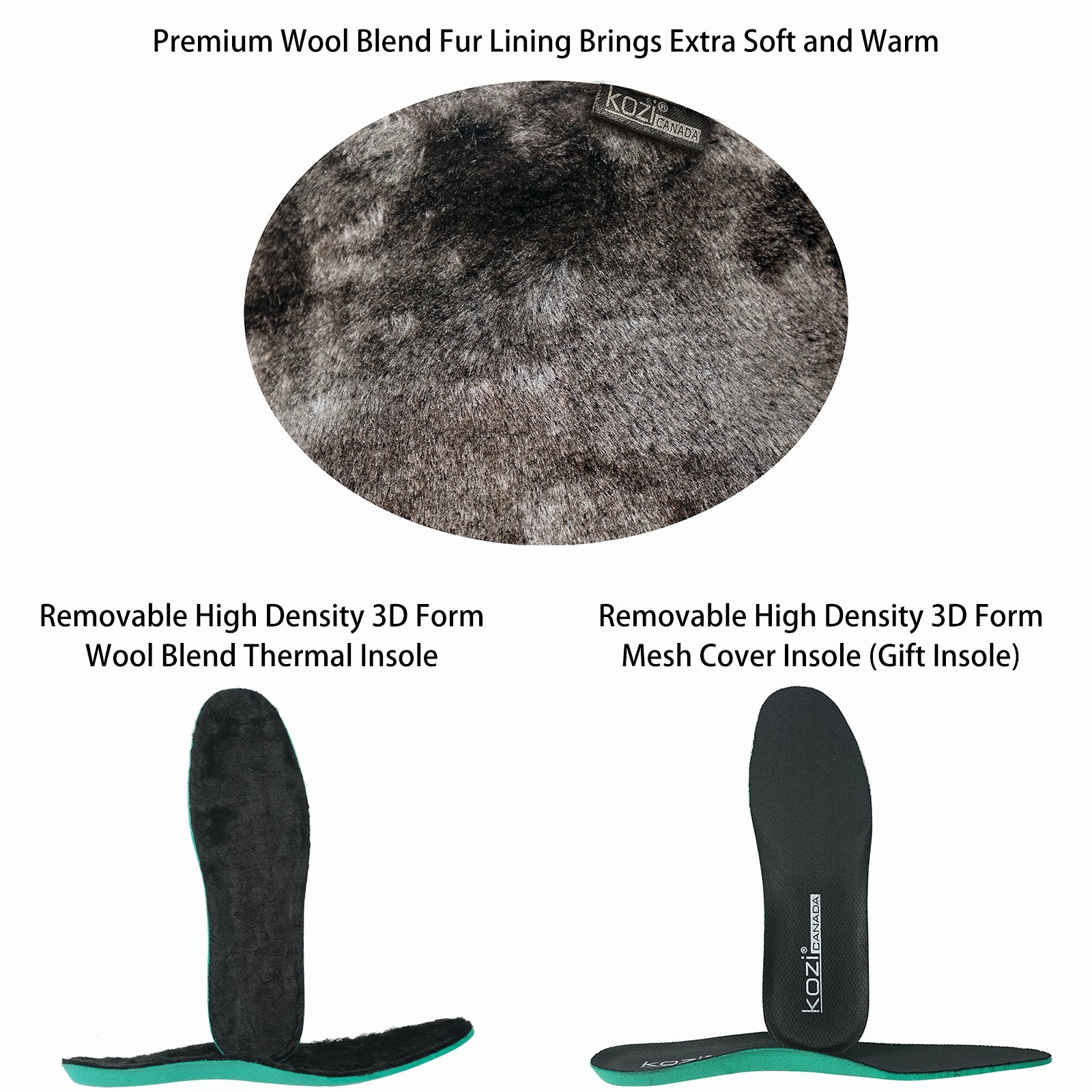 KOZI Canada Waterproof Women Boot HF2601 Ankle Winter Fur Casual Boot Black Water Hiking Boots