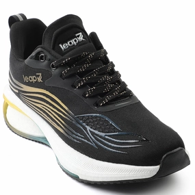 Leap7x Black Sports Lacing Running Shoes For Men MOSCOW-2 By Liberty Best Shoes For Underpronation Running