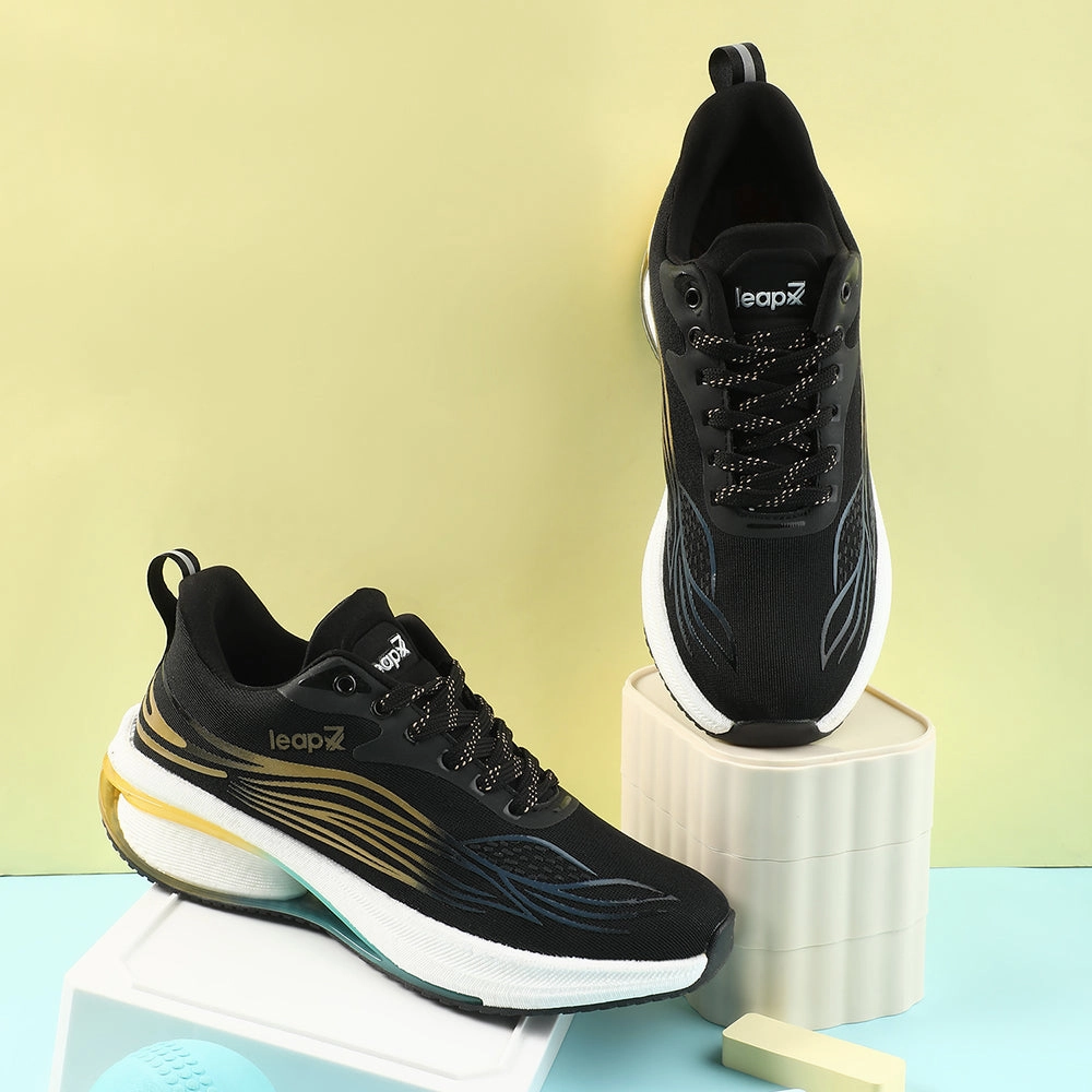 Trail Runners Vs Shoes Leap7x Black Sports Lacing Running Shoes For Men MOSCOW-2 By Liberty