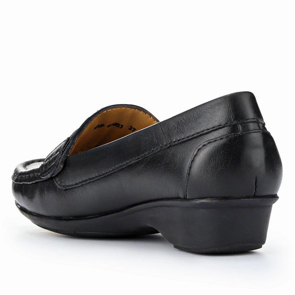 Leather Breathable Loafers - NAP41003 / 327 489 - Black Loafers Size