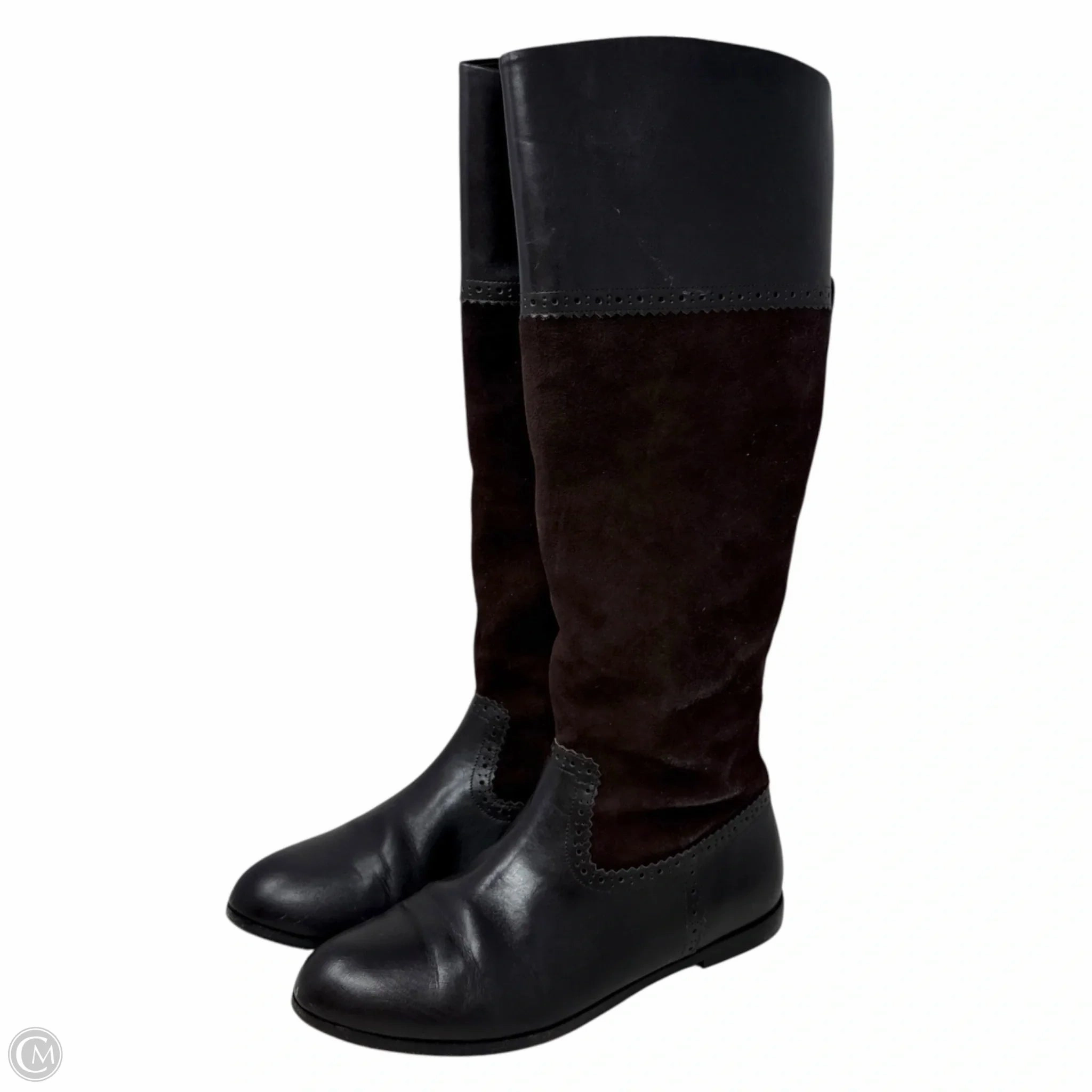 Flat Knee High Boots Leather Knee High Boots By Brooks Brothers In Brown, Size: 8