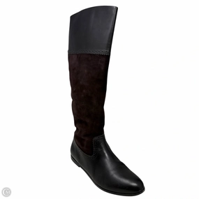 Knee High Platform Boots Lace Up Leather Knee High Boots By Brooks Brothers In Brown, Size: 8