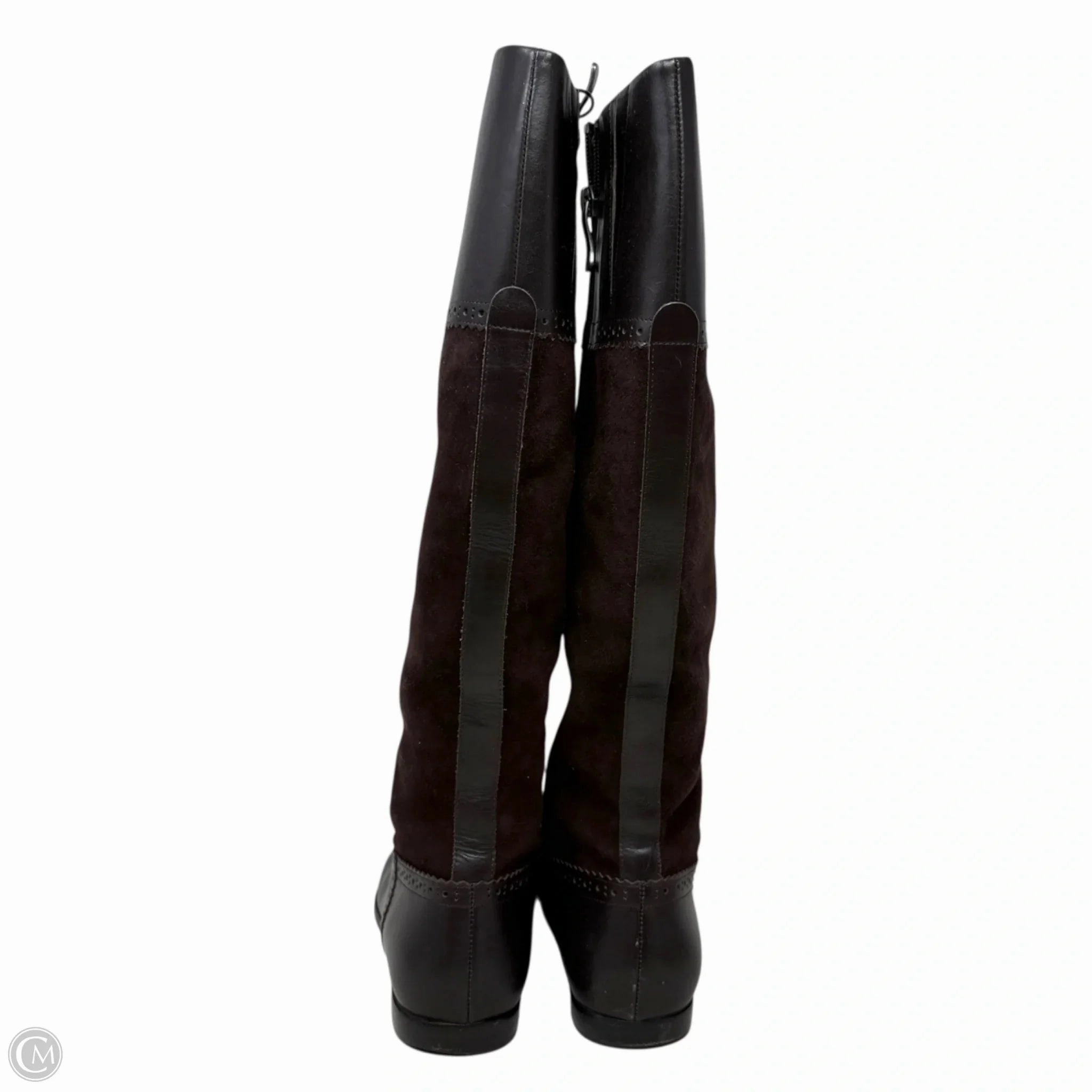 Leather Knee High Boots By Brooks Brothers In Brown, Size: 8 Knee High Boots Tie Up