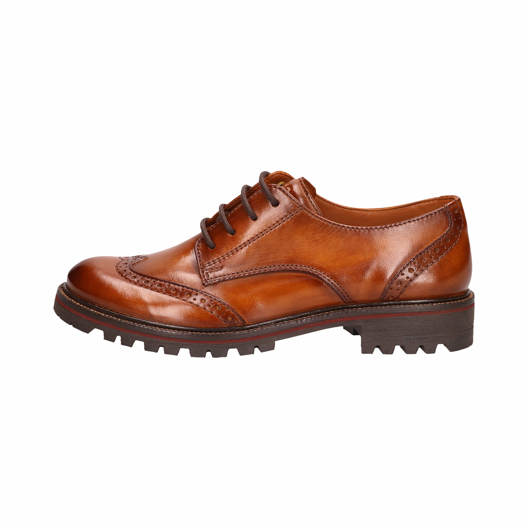 Leder Schnrer cognac Ridged-sole Derby Shoes