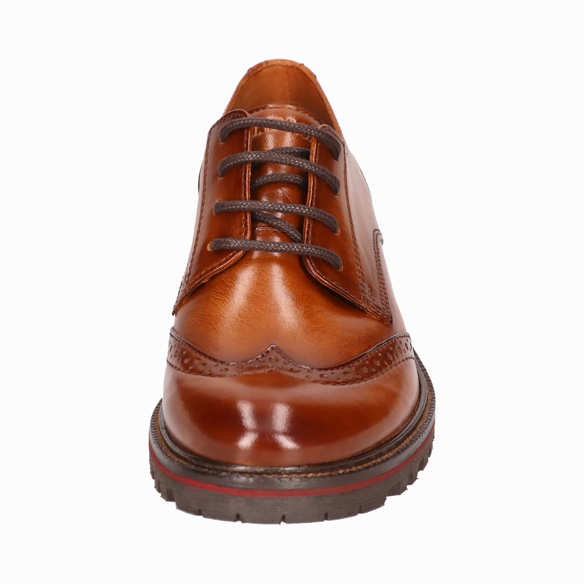 Lace Up Ballerina Shoes Leder Schnrer cognac