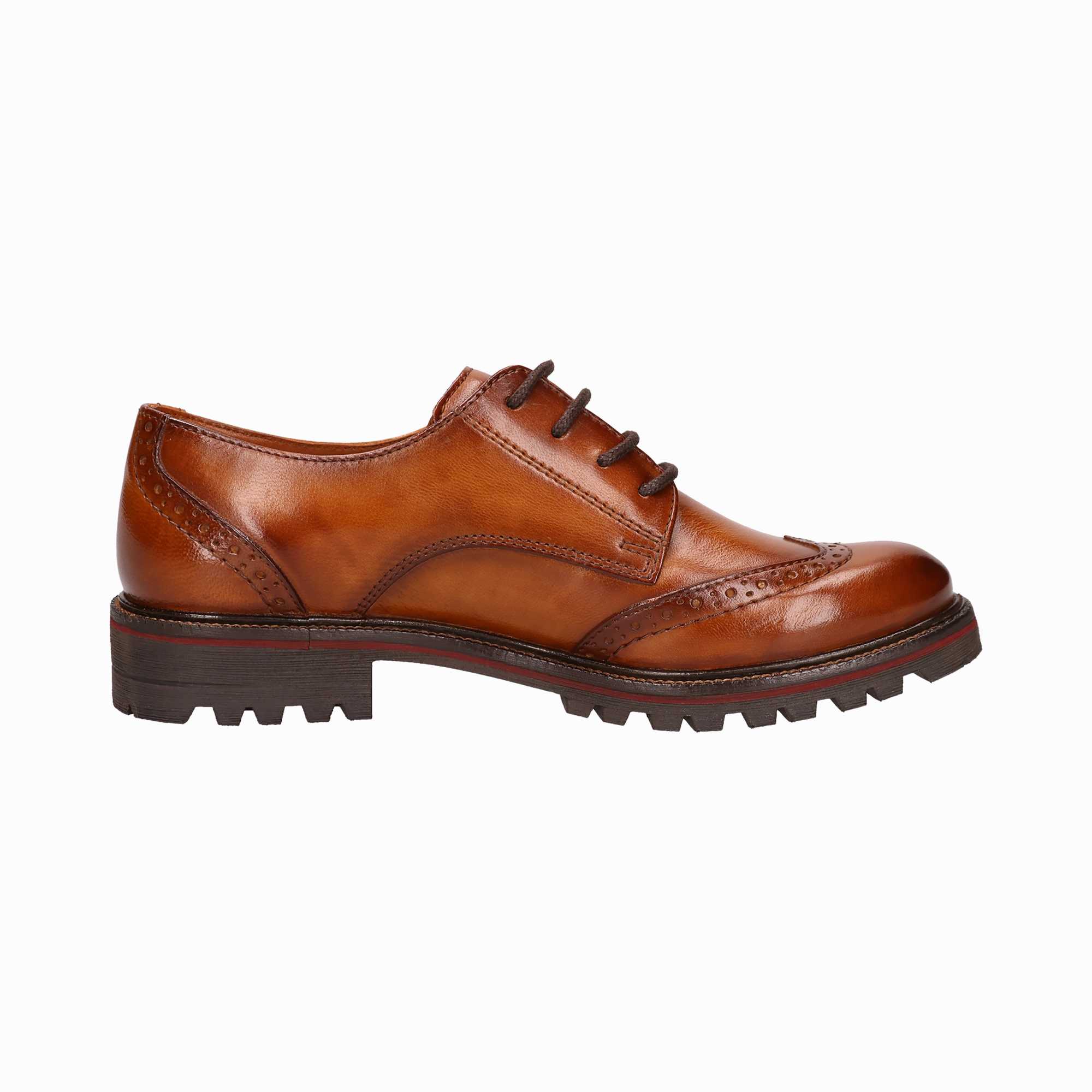 Leder Schnrer cognac Tan Suede Derby Shoes