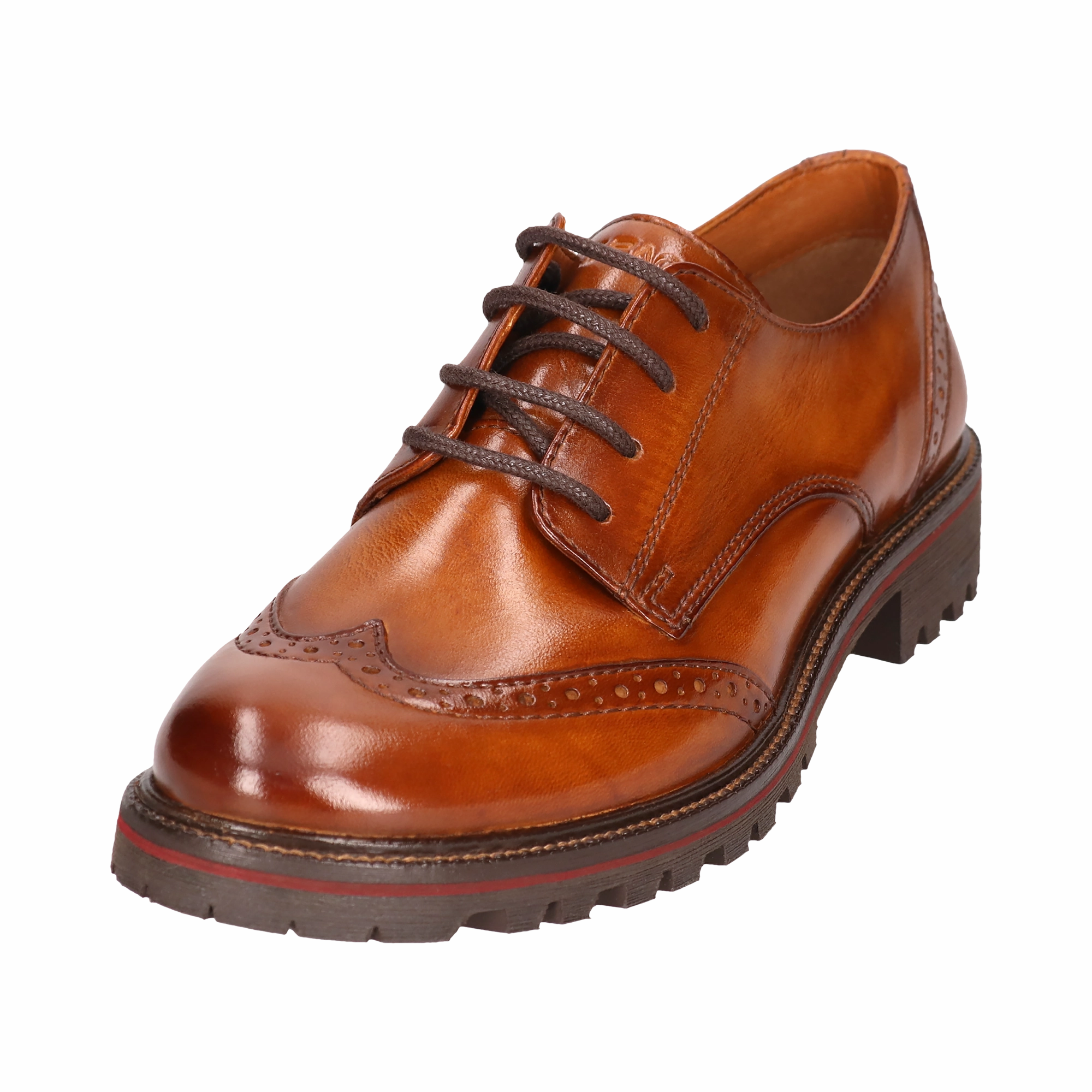 Leder Schnrer cognac Split Toe Derby Shoes