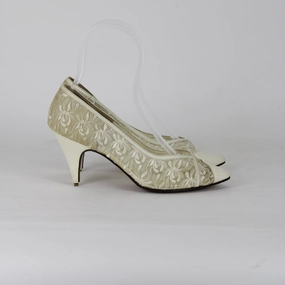 Patent High Heels Taranto White Lace Slip On Heels