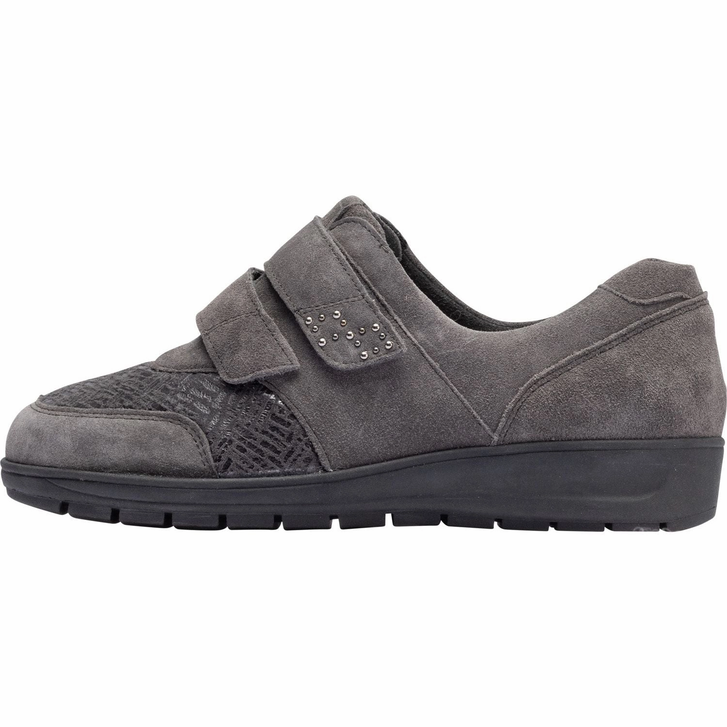 Climbing Shoes Heel And Toes Waldlaufer M12302 406 052 Mimi-S Ladies Grey Suede Touch Fastening Shoes