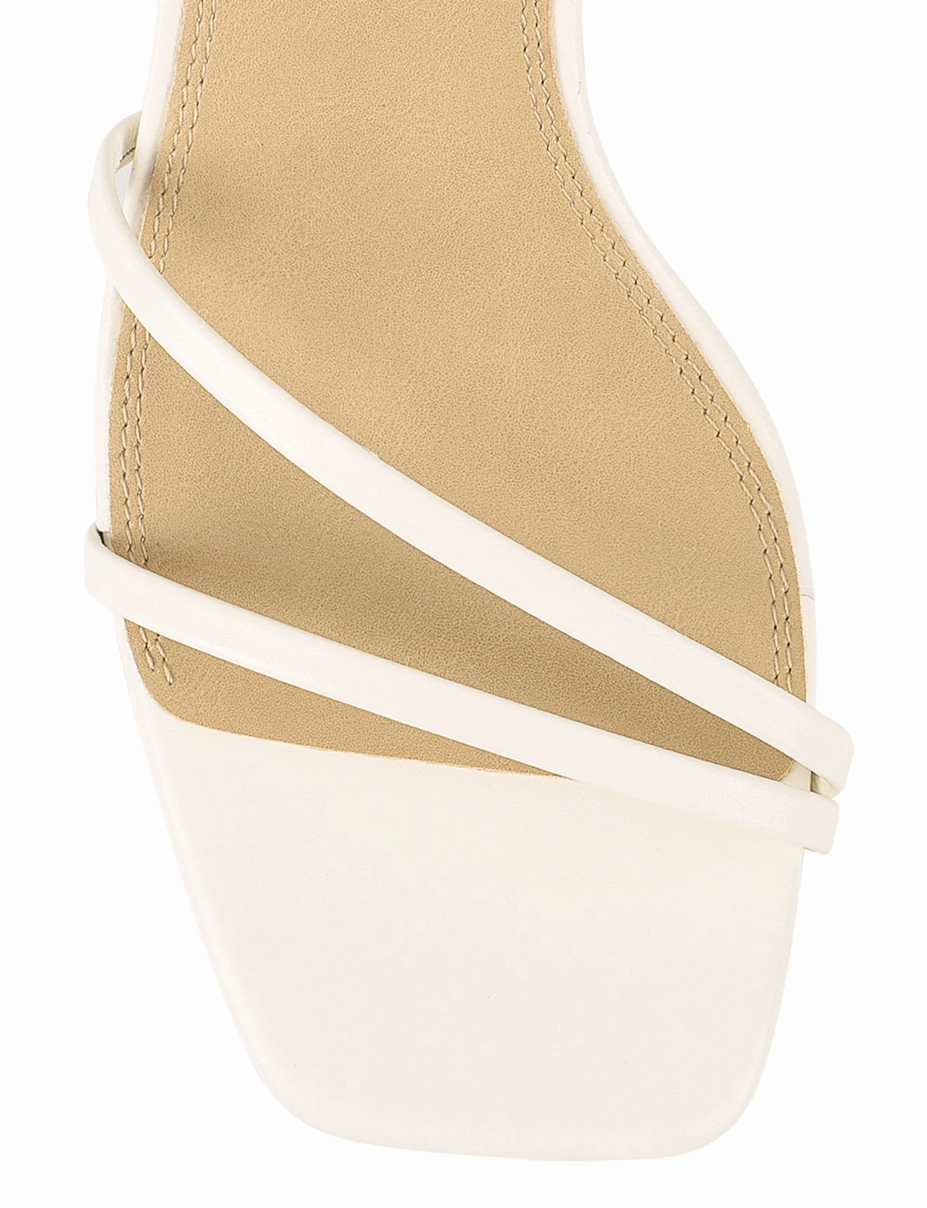 High Heel Captions Saffron Strappy Heels - Chalk White Leather