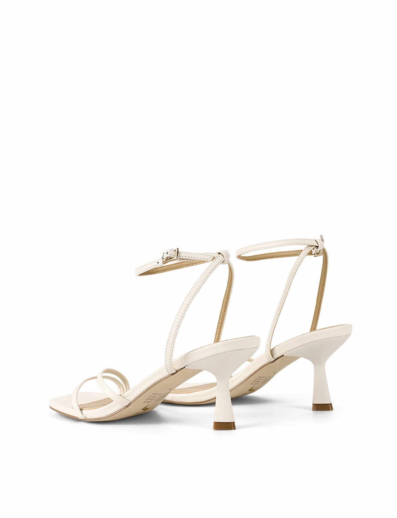 Saffron Strappy Heels - Chalk White Leather High Heels Peep Toe