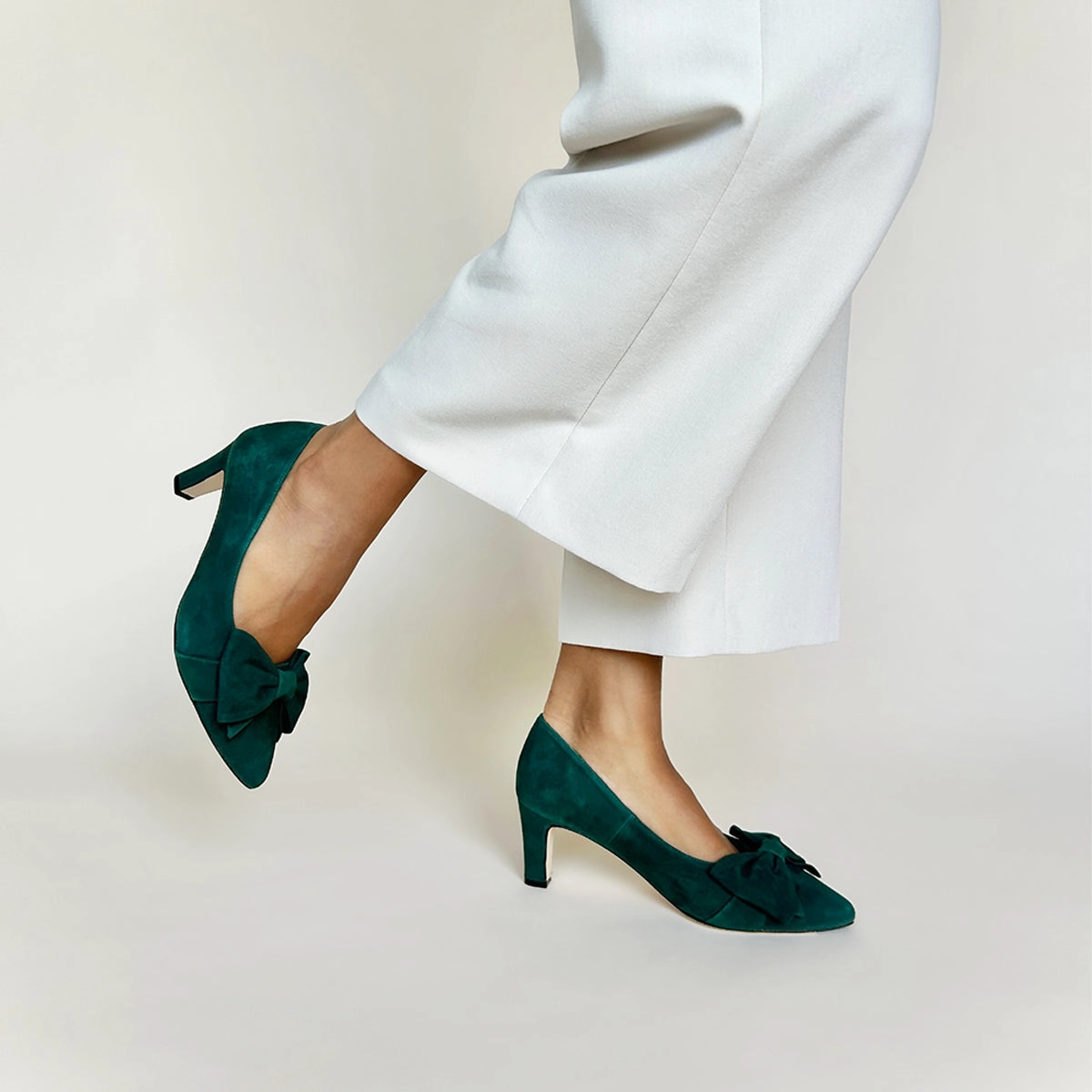 Lori Extra-Wide Fit Court Shoe  Green Suede