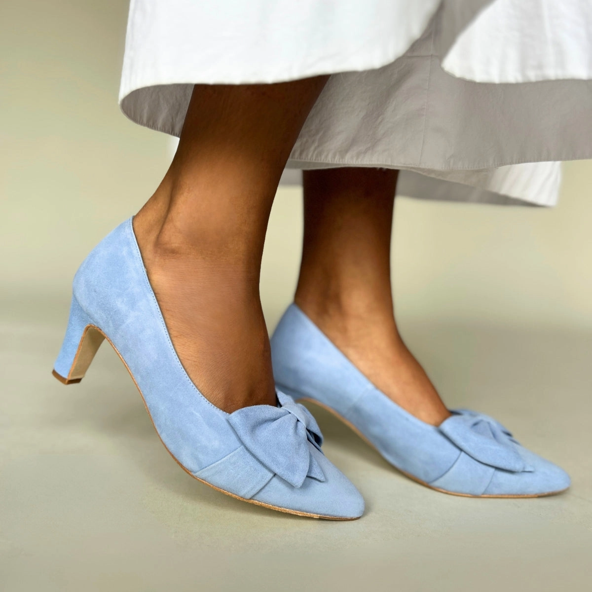 High Heel Shoe Stretchers Lori Extra-Wide Fit Court Shoe  Light Blue Suede
