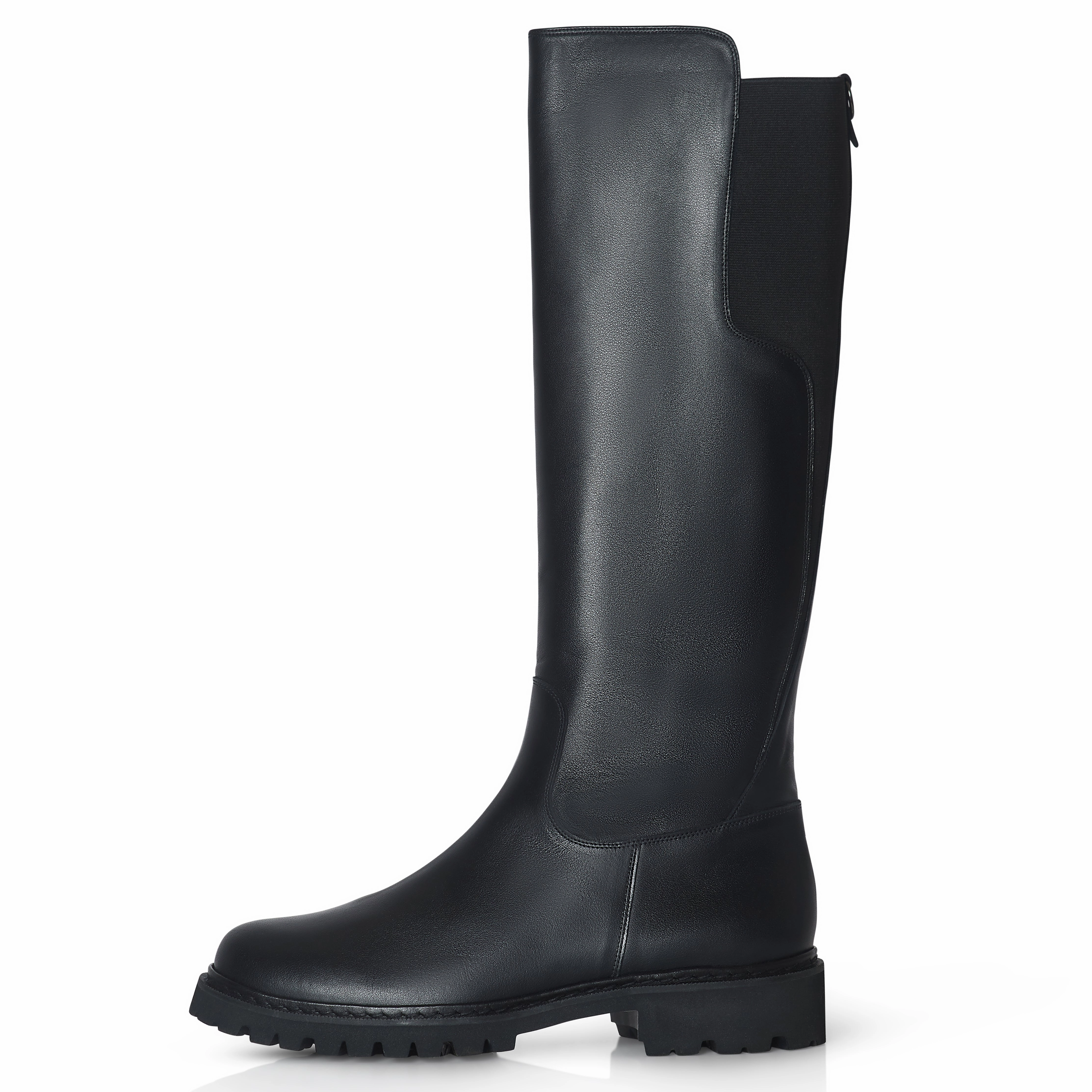 Luna - Ex-Wide Fit Knee High Boots - Black Leather
