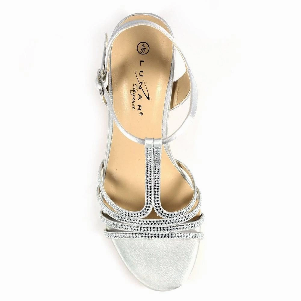 Lunar FLR063 Tatiana Ladies Silver Buckle Heels Older Woman In High Heels