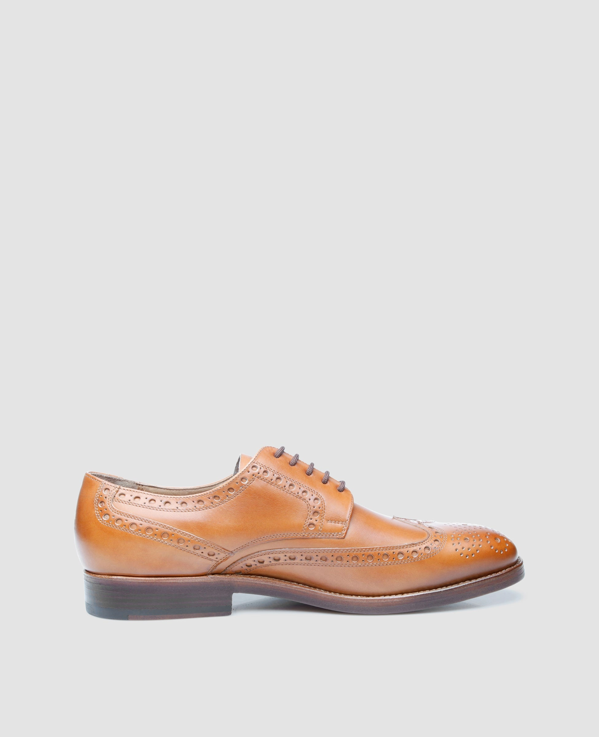 Flat Pointed Lace Up Shoes Luzern Full-Brogue AC - Nut