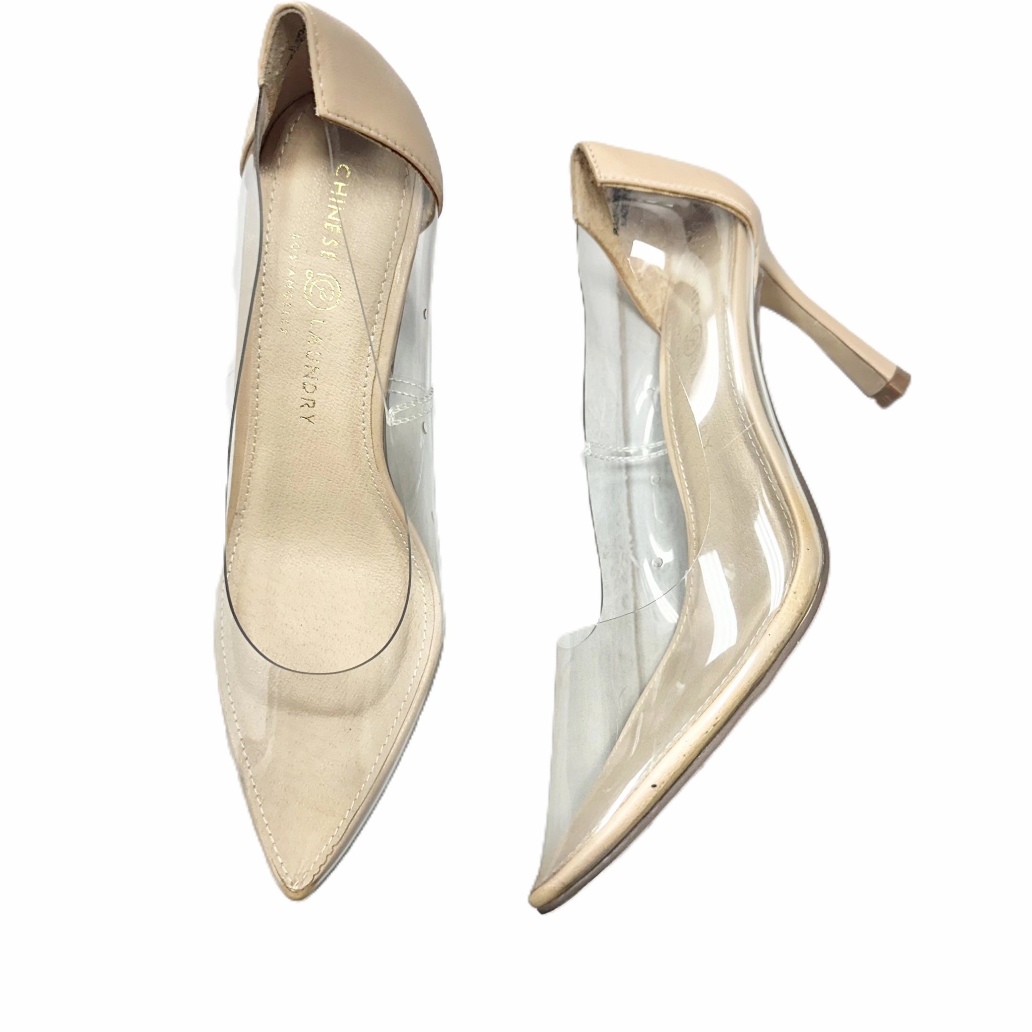 Lace Peep Toe High Heels Shoes Heels Stiletto By Chinese Laundry In Tan, Size: 7.5