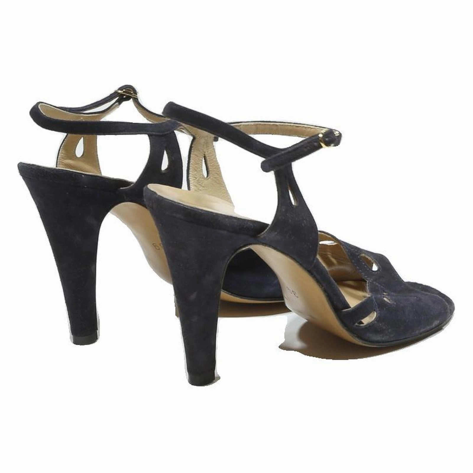 High Heeled Wedges MARCOS Womens Strappy Platform Heels Leather Black UK 6 Comfortable Stylish