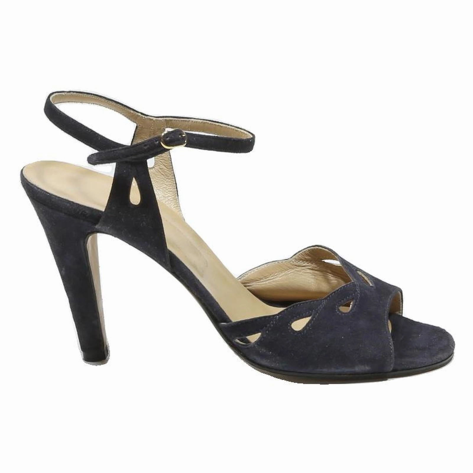 Open Toe Mule High Heels MARCOS Womens Strappy Platform Heels Leather Black UK 6 Comfortable Stylish