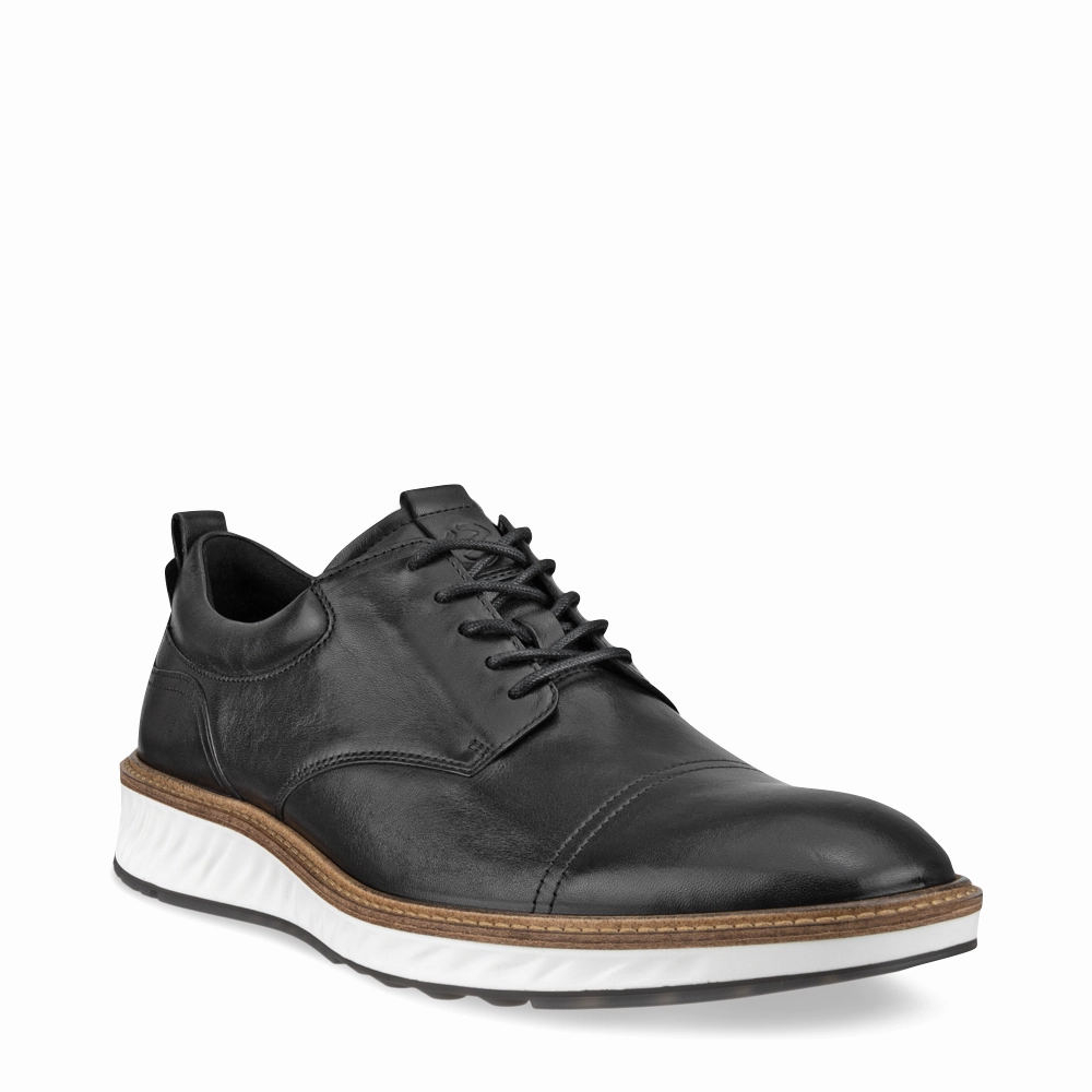 Lace Up Basketball Shoes Ecco Men's ST.1 Hybrid Cap Toe Derby Lace (Black)