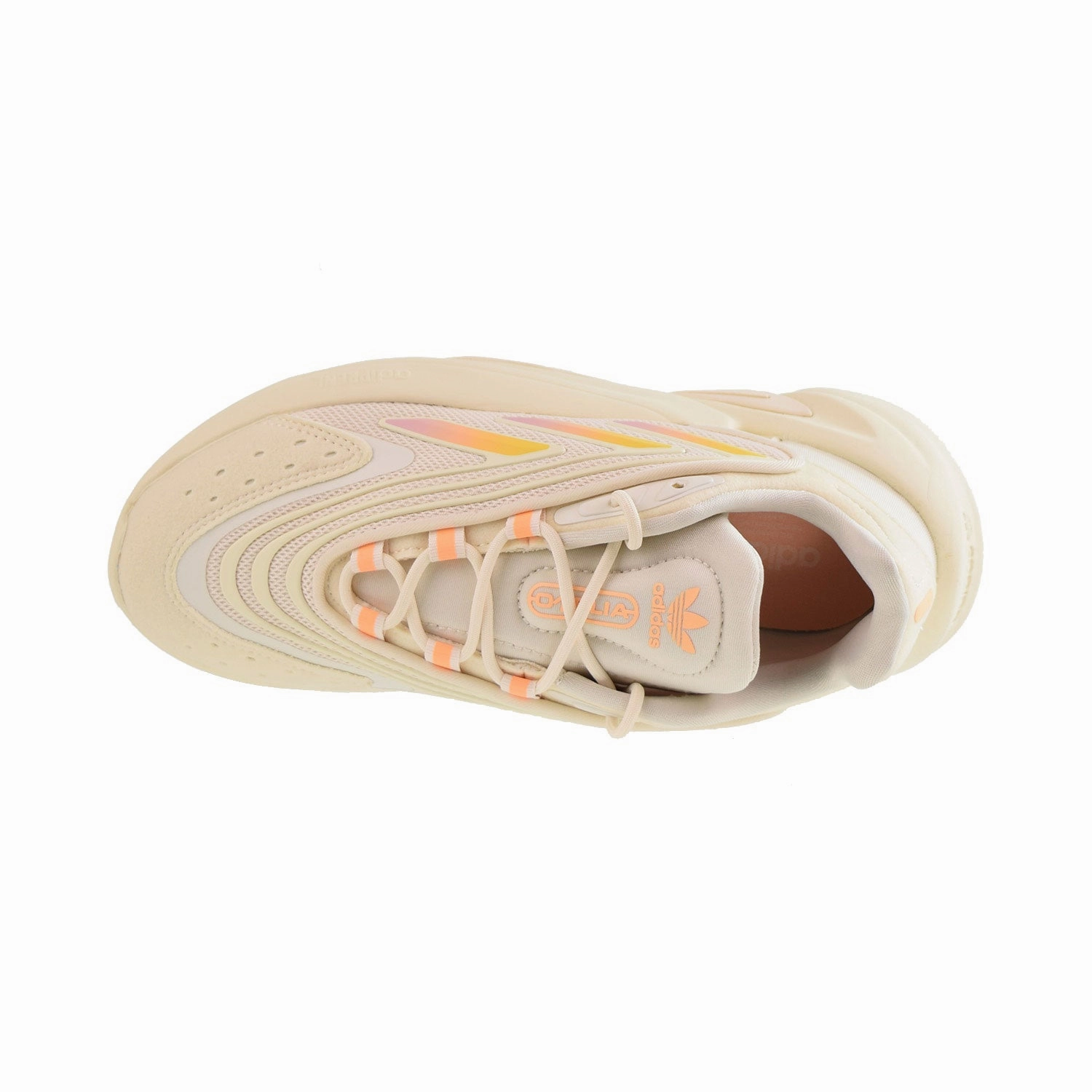 Adidas Ozelia Women's Shoes Cream White-Sand Strata-Acid Orange Gel-nimbus 27 Running Shoes