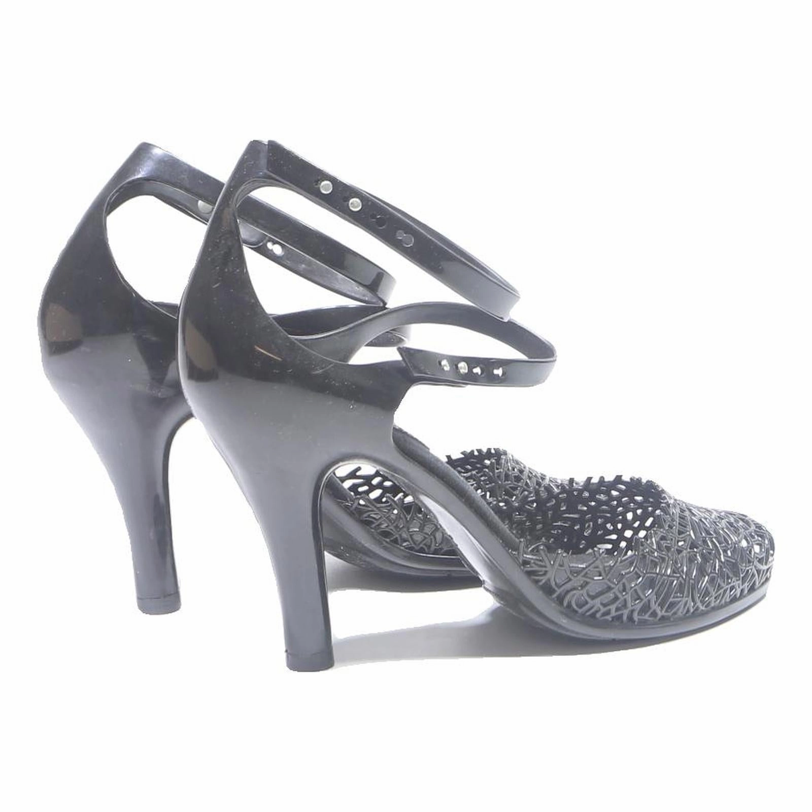 High Heels. MELISSA Womens Black Strappy Heels Synthetic UK 6.5 Elegant Summer Footwear