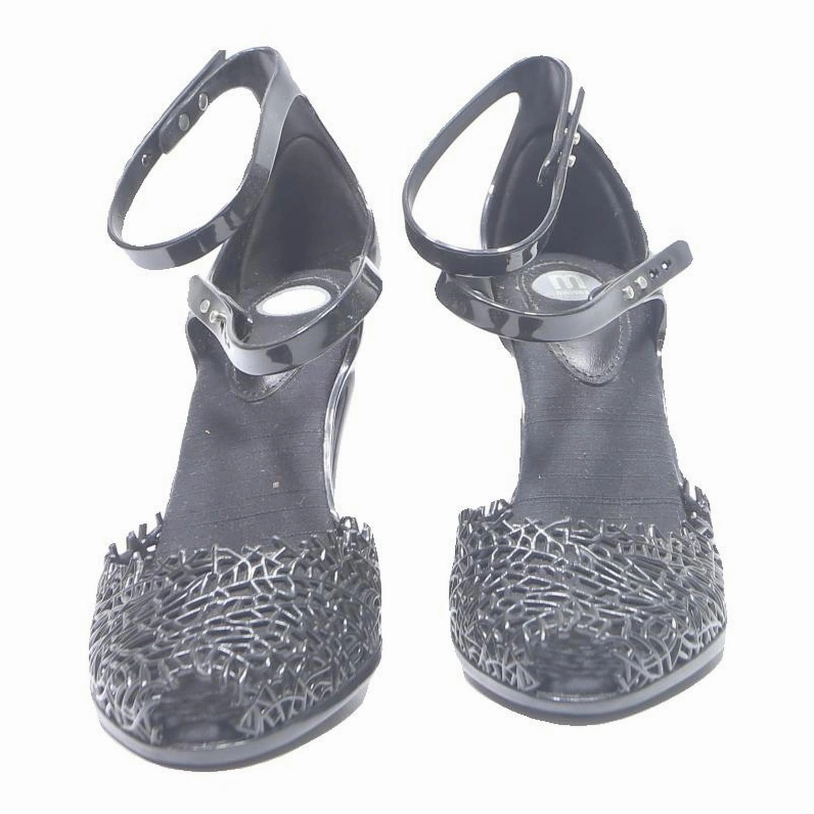 MELISSA Womens Black Strappy Heels Synthetic UK 6.5 Elegant Summer Footwear Closed Toe High Heels