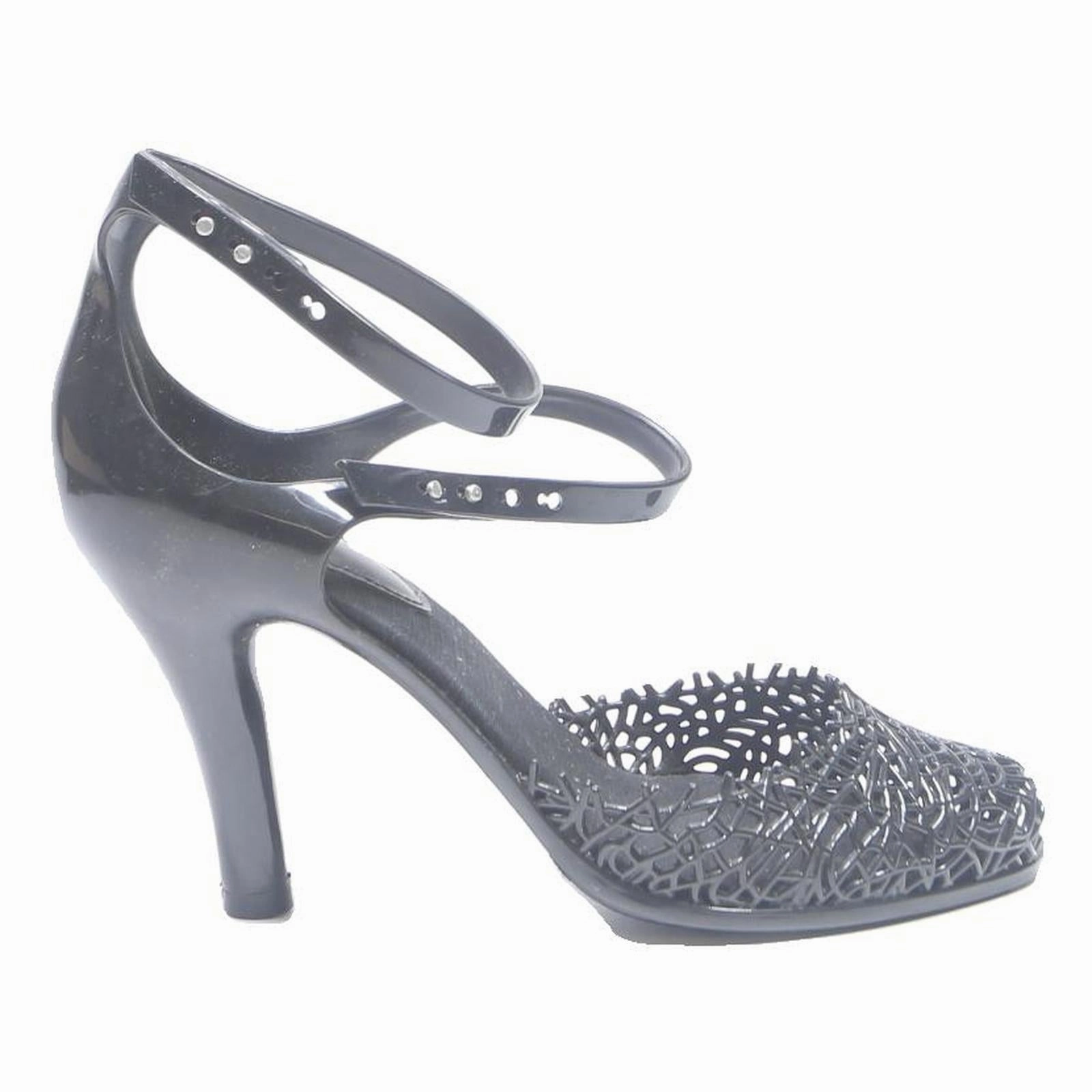 In Nylons And High Heels MELISSA Womens Black Strappy Heels Synthetic UK 6.5 Elegant Summer Footwear