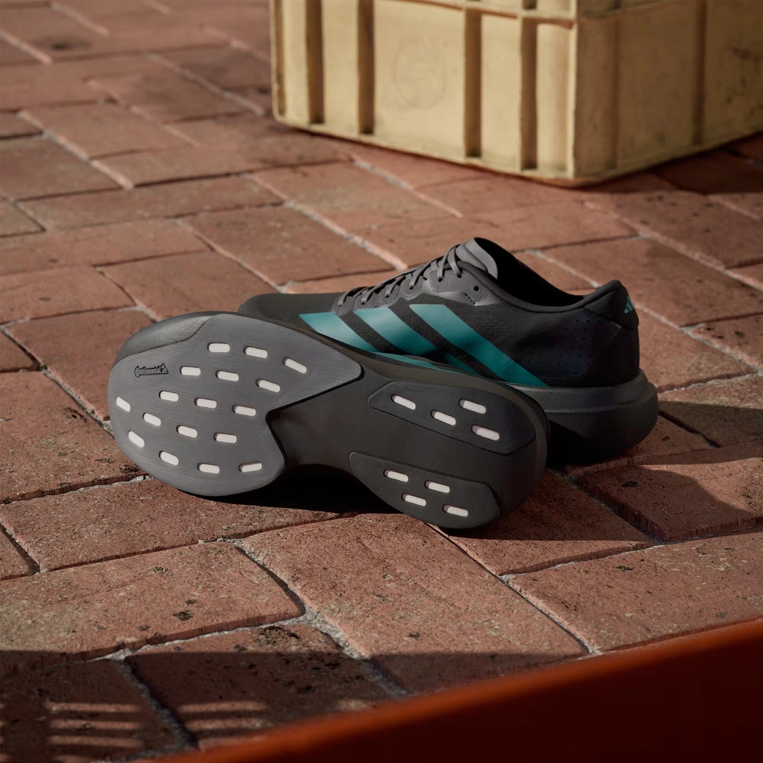 Adidas Handball Shoe Men's Adizero EVO SL Running Shoes Core Black / Pure Teal / Grey Four