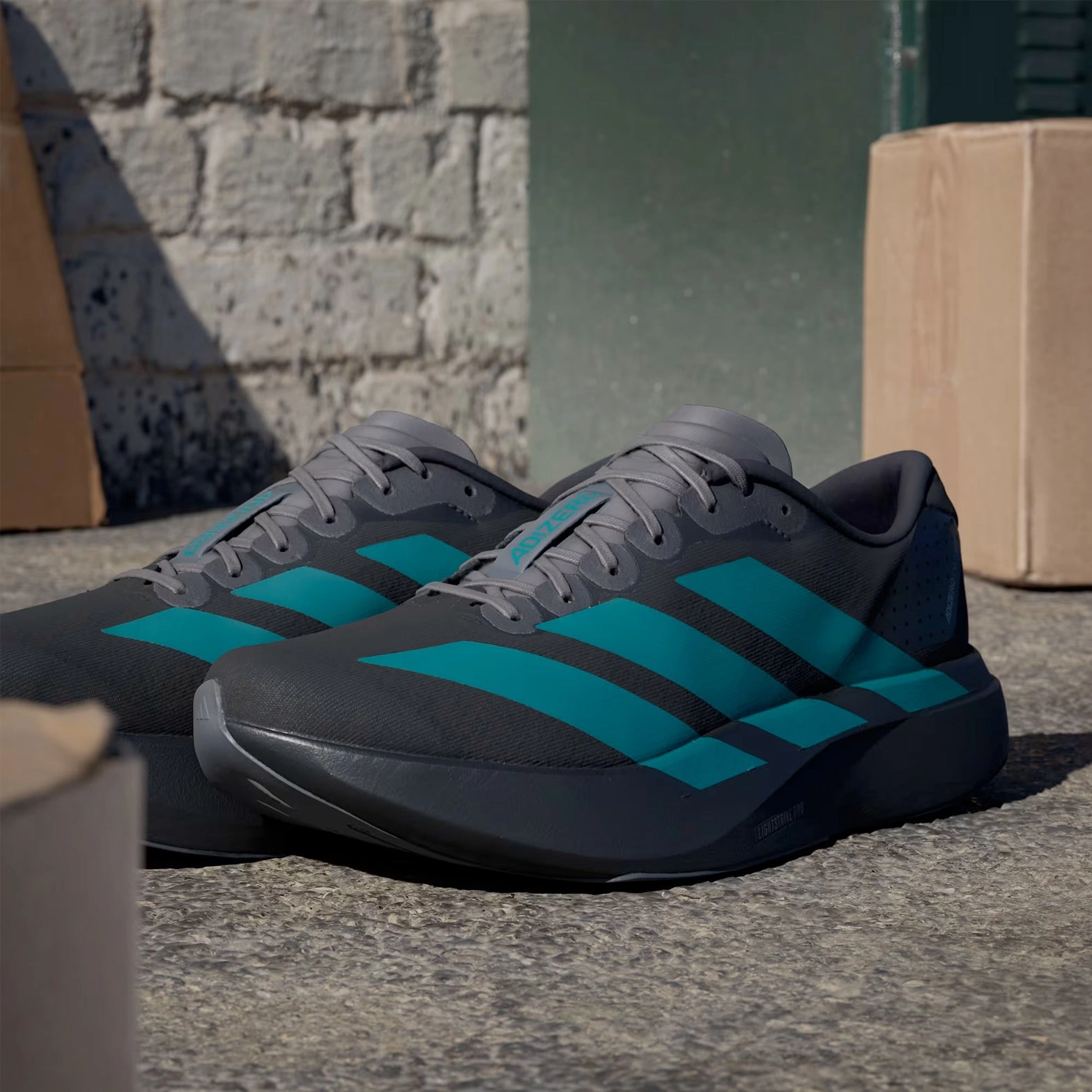 Adidas Box Hog 4 Boxing Shoes Men's Adizero EVO SL Running Shoes Core Black / Pure Teal / Grey Four