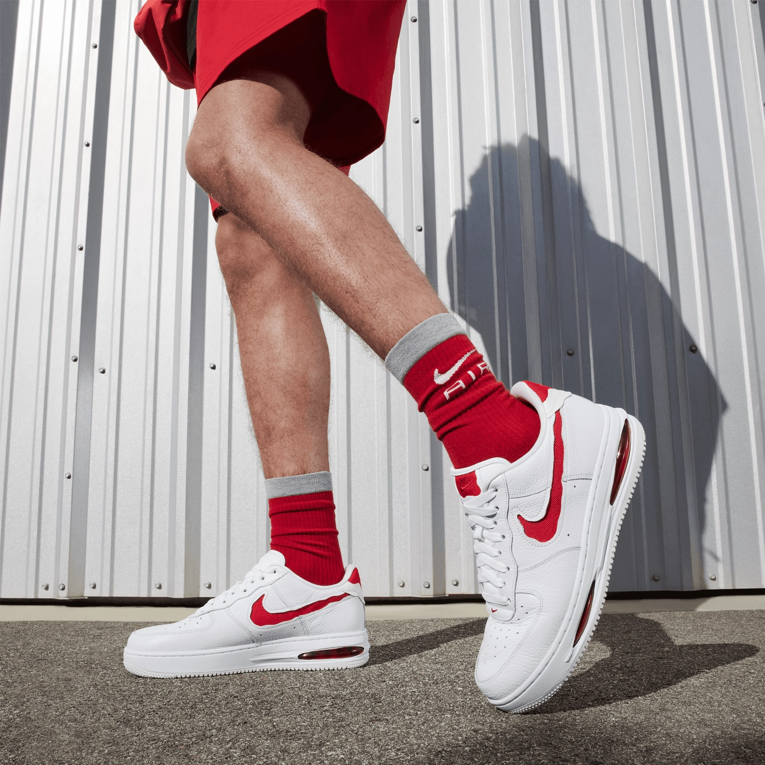 Men's Air Force 1 EVO "White University Red" Nike Barry Sanders Shoes