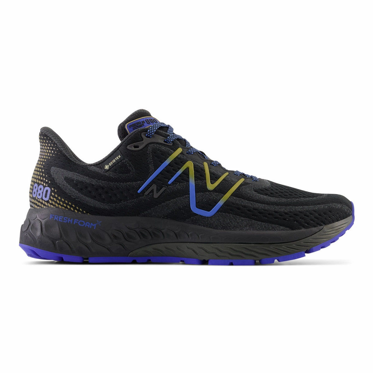 Men's New Balance Fresh Foam X 880v12 GTX, Black/Marine Blue, 12.5 D Medium New Balance Extra Wide 4e