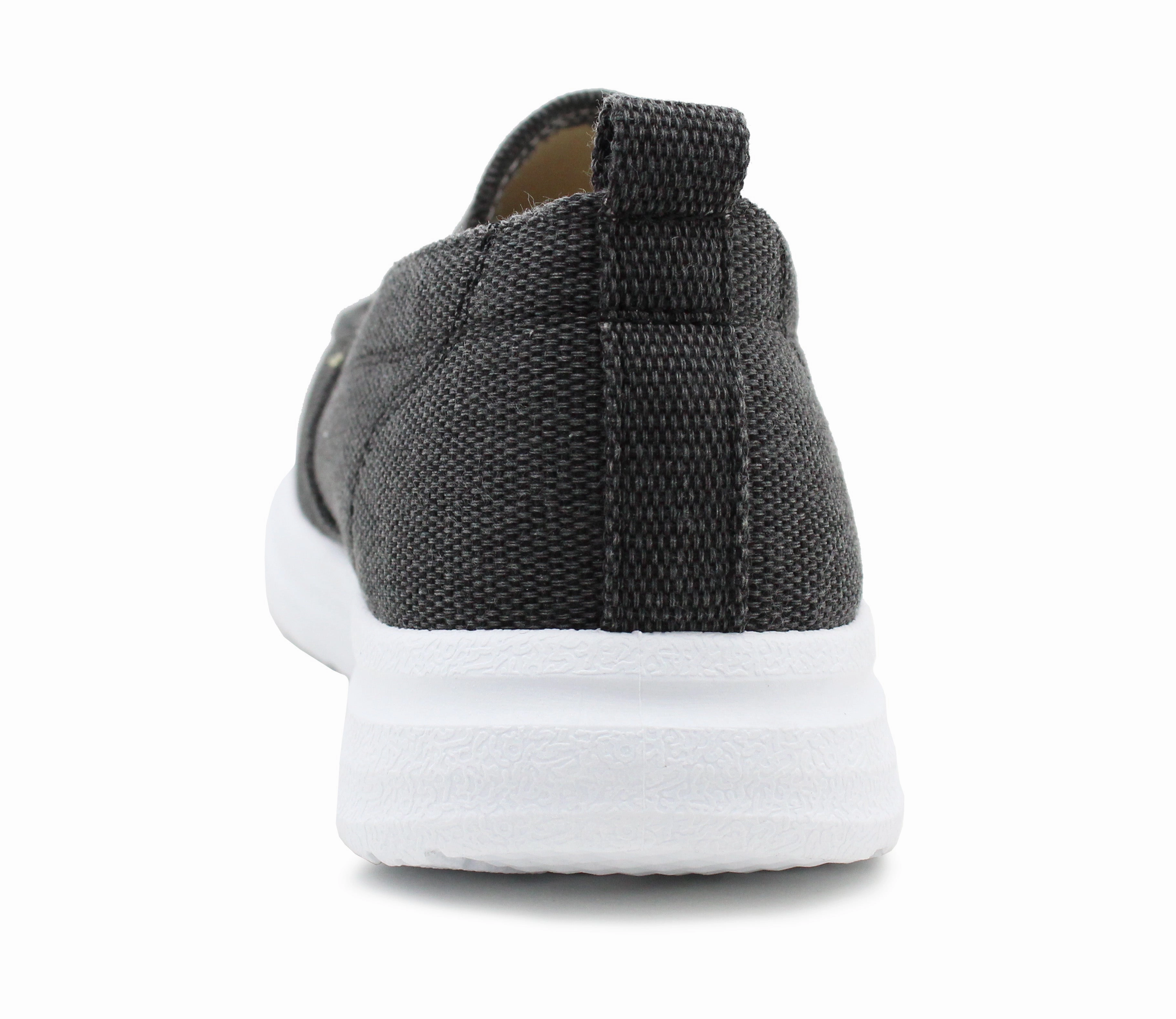 Aloha Loafers Mens Canvas Denim Slip On Trainers Elastic Flat Casual Deck Boat Shoe Loafers Charcoal Black