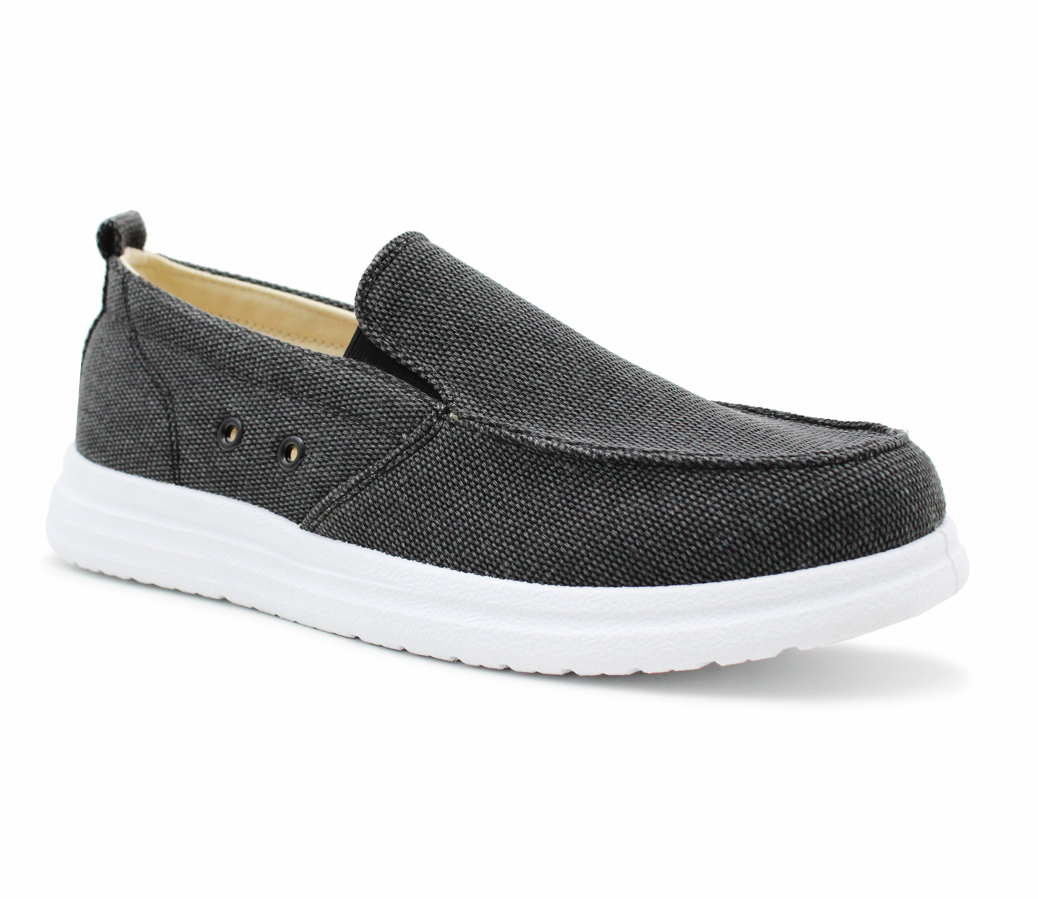 Mens Canvas Denim Slip On Trainers Elastic Flat Casual Deck Boat Shoe Loafers Charcoal Black Oxblood Loafers