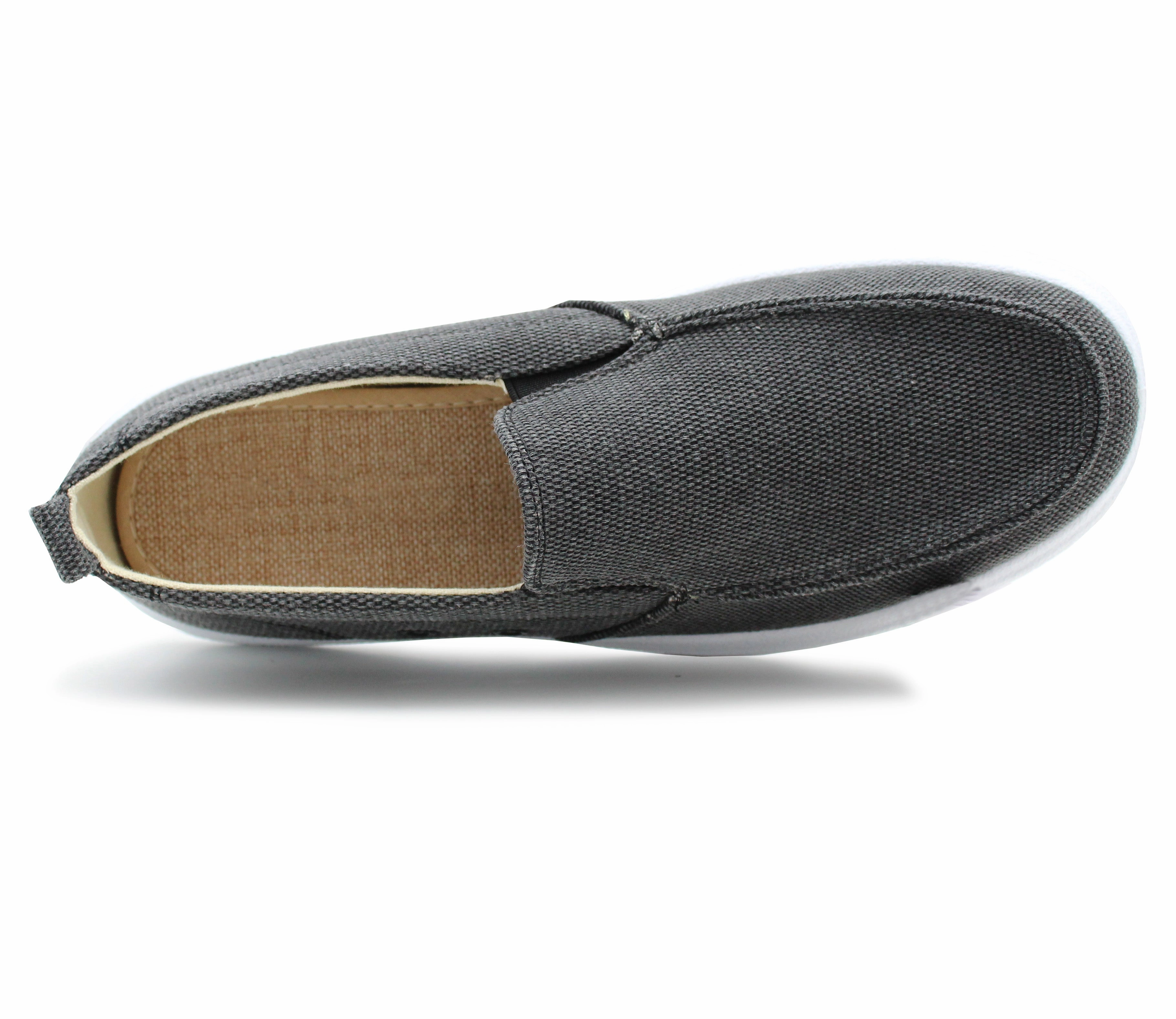 Mens Canvas Denim Slip On Trainers Elastic Flat Casual Deck Boat Shoe Loafers Charcoal Black Pink Loafers