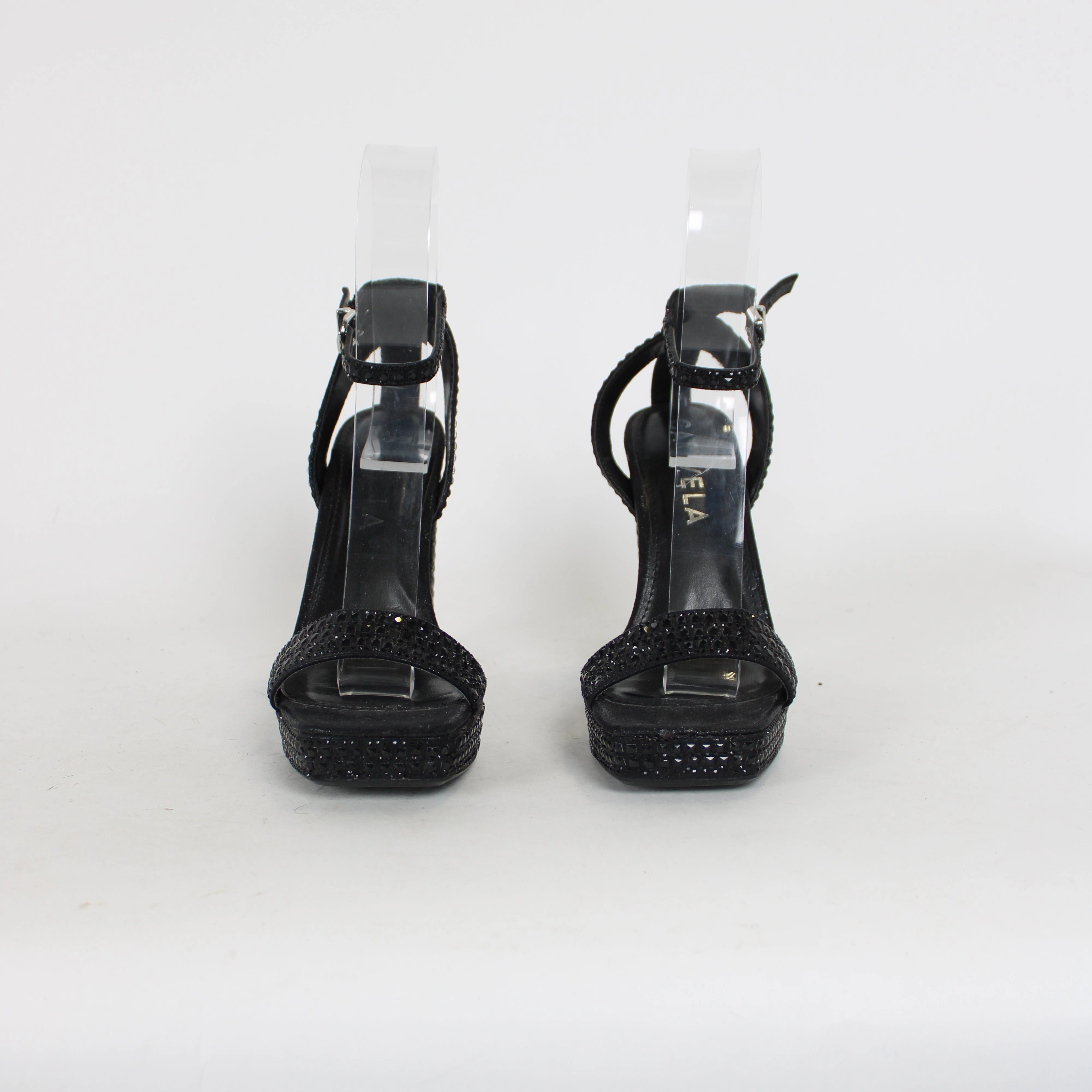 Midas Black Ankle Strap Heels Leg Strap High Heels