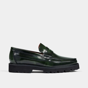 Loafers With Heels Adler Dark Green Patent Leather Penny Loafers