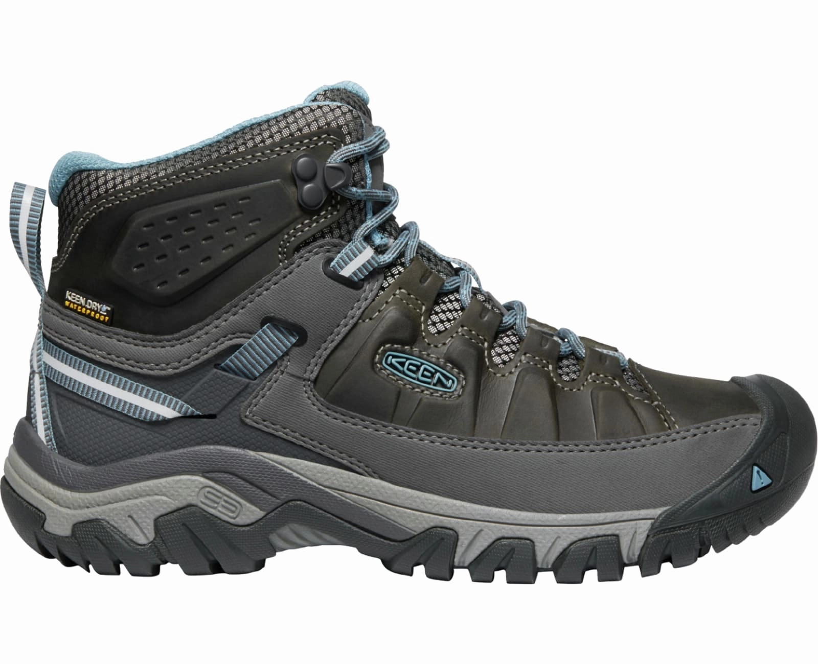 1023040 Keen Women's Targhee III Waterproof Mid Magnet/Atlantic Blue Spikes For Hiking Boots