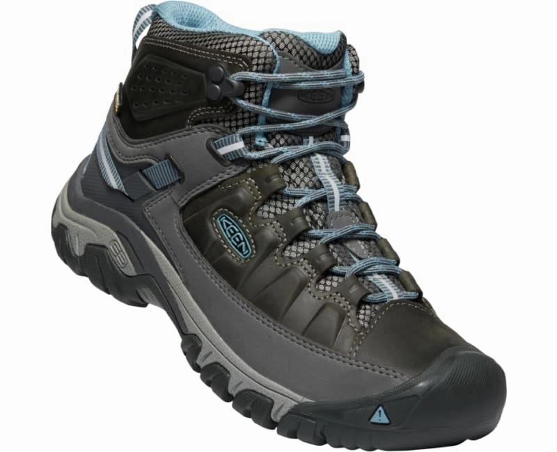 1023040 Keen Women's Targhee III Waterproof Mid Magnet/Atlantic Blue Speed Laces For Hiking Boots