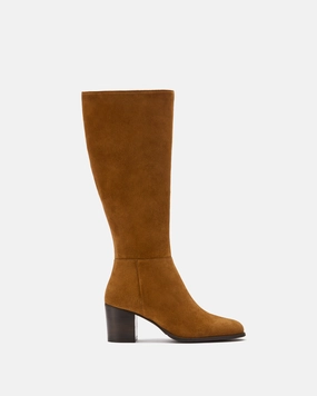 Suede Knee High Boots Wide Calf Dalia Standard Knee High Boots in Tan Suede